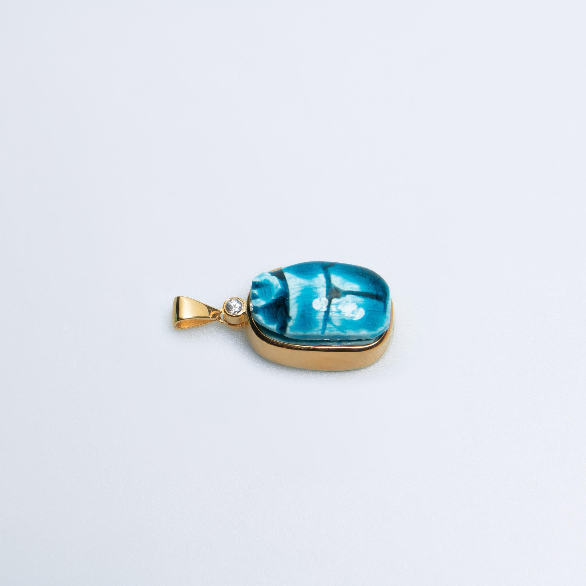 House of Sol Gold filled Silver Scarab Charm with Sapphire For Sale 1