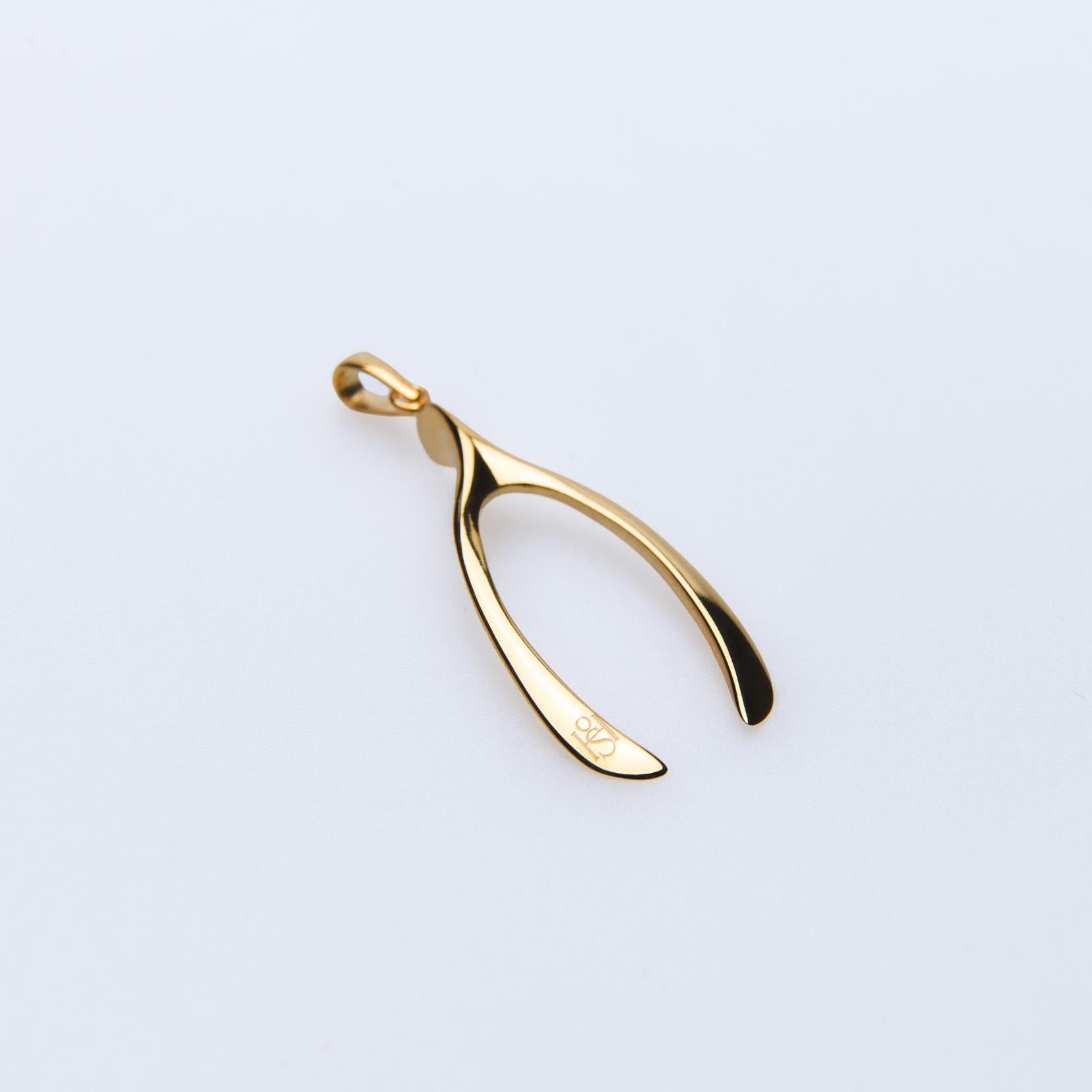 Artist House of Sol Gold filled Silver Wishbone Charm For Sale