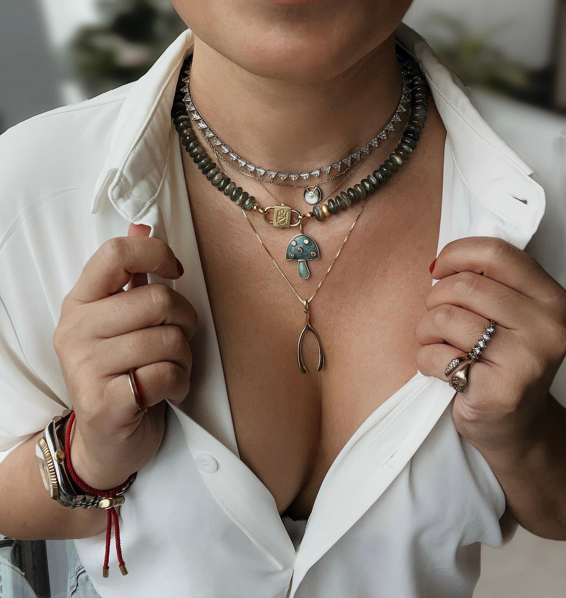 Artist House of Sol Labradorite Necklace with Baby HoS Lock For Sale