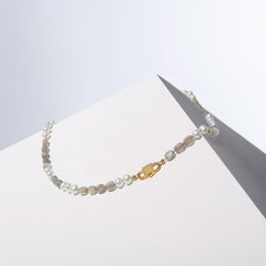 House of Sol Moonstone and Pear Necklace with Baby HoS Lock