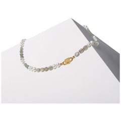 House of Sol Moonstone and Pear Necklace with Baby HoS Lock