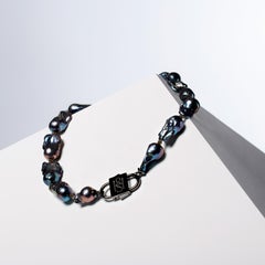 House of Sol Peacock Black Baroque Pearl Necklace with HoS Lock