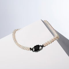 House of Sol Pearl Necklace with 24K Rhodium Filled HoS Lock