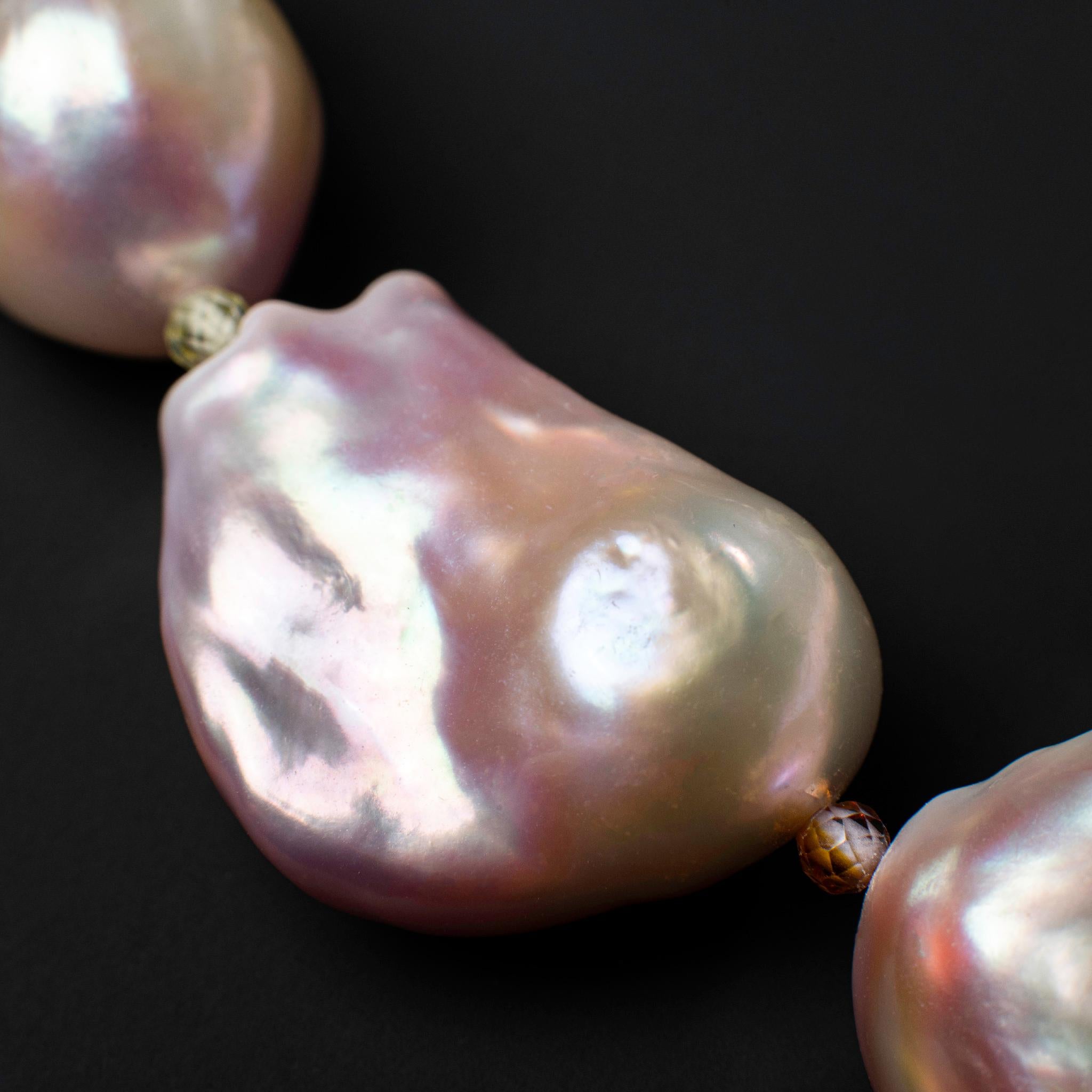 Bead House of Sol Pink Baroque Pearl Necklace with HoS Lock For Sale
