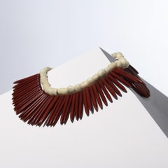 House of Sol White Coral and Brown Howlite Necklace with HoS Lock