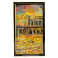 House On The River Tigris, peinture à l'huile sur toile de Hafidh Al-Droubi « Iraq »