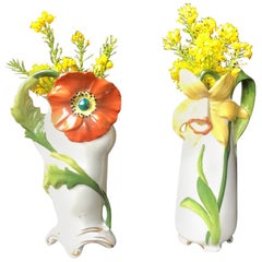 5 vases différents avec fleurs de la maison Scheibe Alsbach, avant 1989