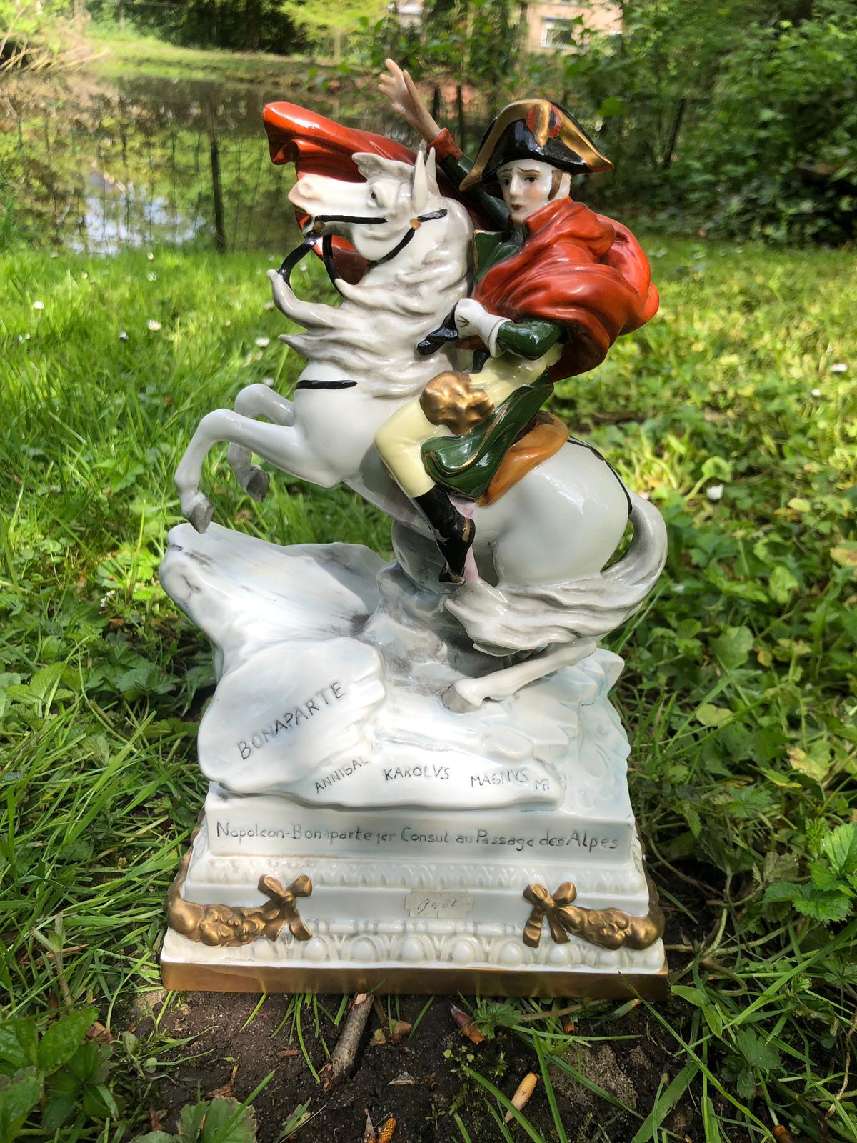 Neoclassical House Scheibe Alsbach Porcelain Figure, Napoleon Bonaparte on Horse, 1989 For Sale