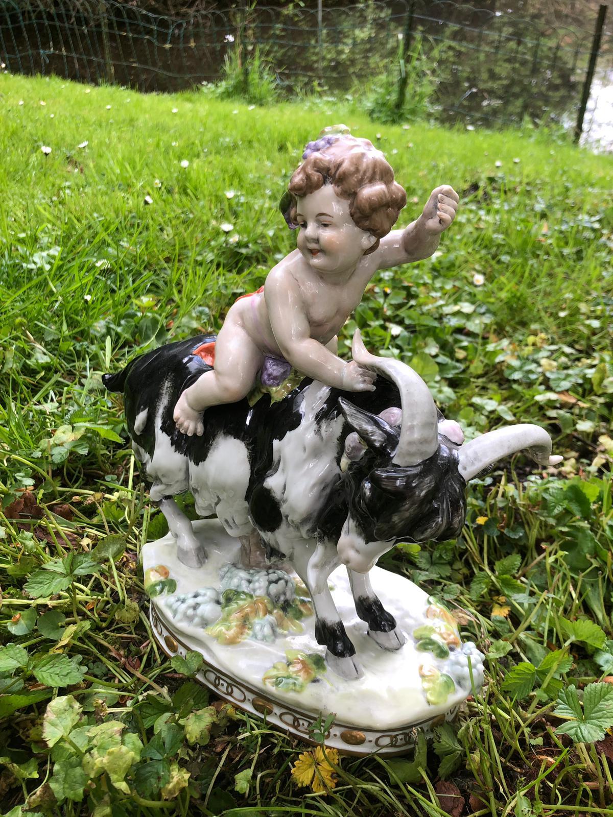 Neoclassical House Scheibe Alsbach Porcelain Figures, 'Buck with Child', before 1989 For Sale
