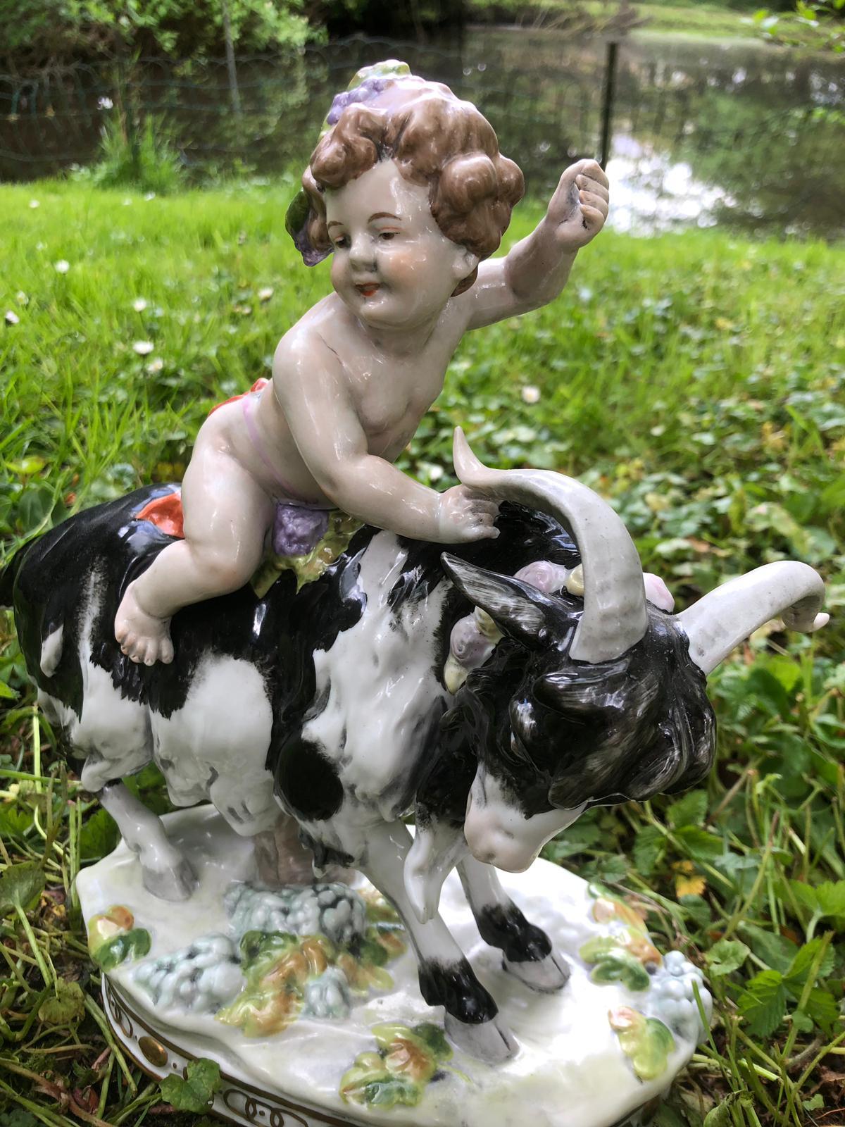 German House Scheibe Alsbach Porcelain Figures, 'Buck with Child', before 1989 For Sale