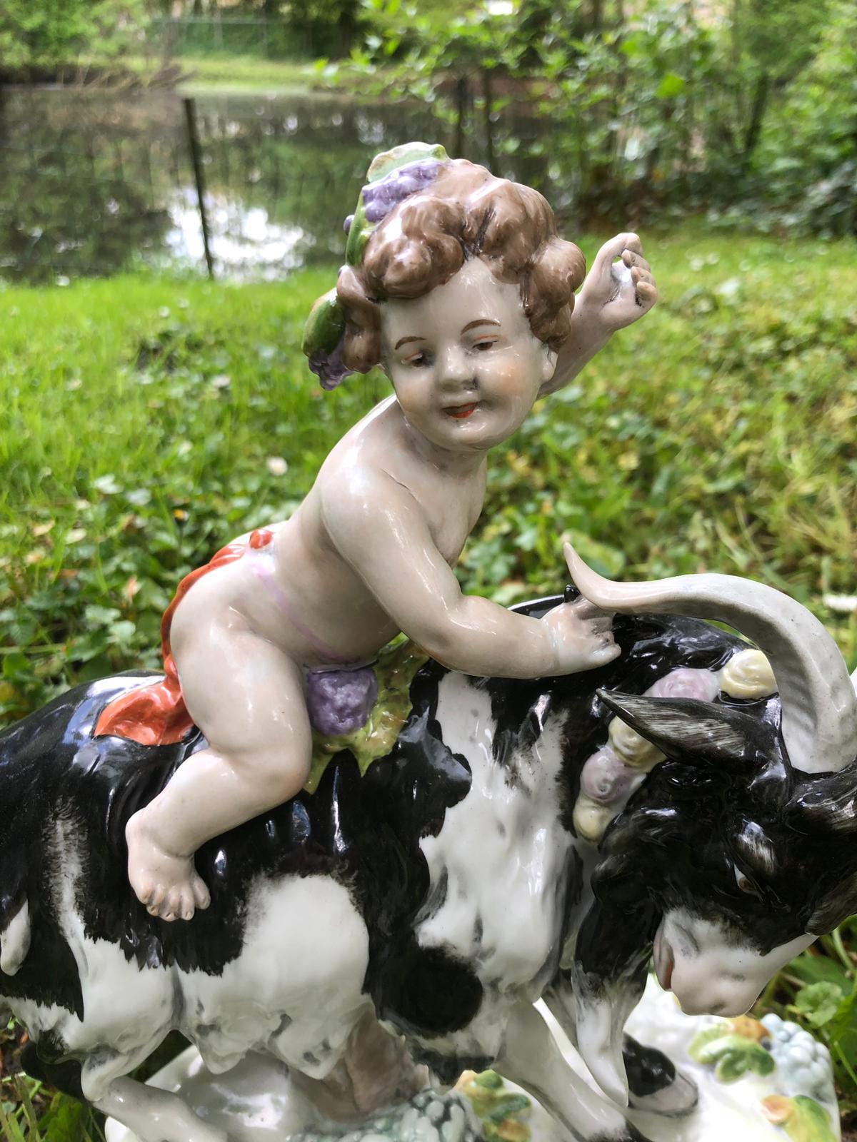 Hand-Painted House Scheibe Alsbach Porcelain Figures, 'Buck with Child', before 1989 For Sale