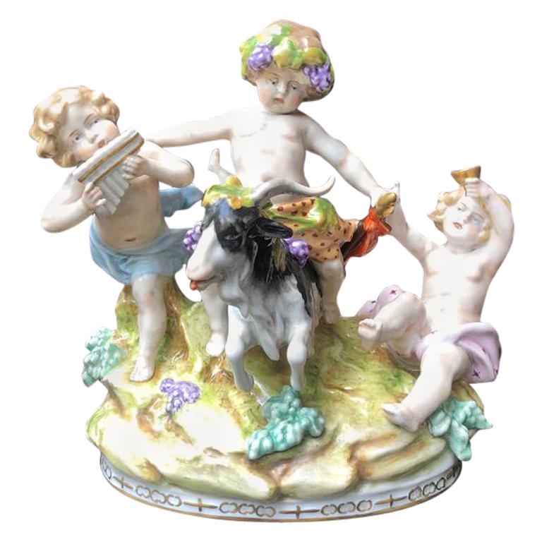 House Scheibe Alsbach Porcelain Figures 'Buck with Children' before 1989 For Sale