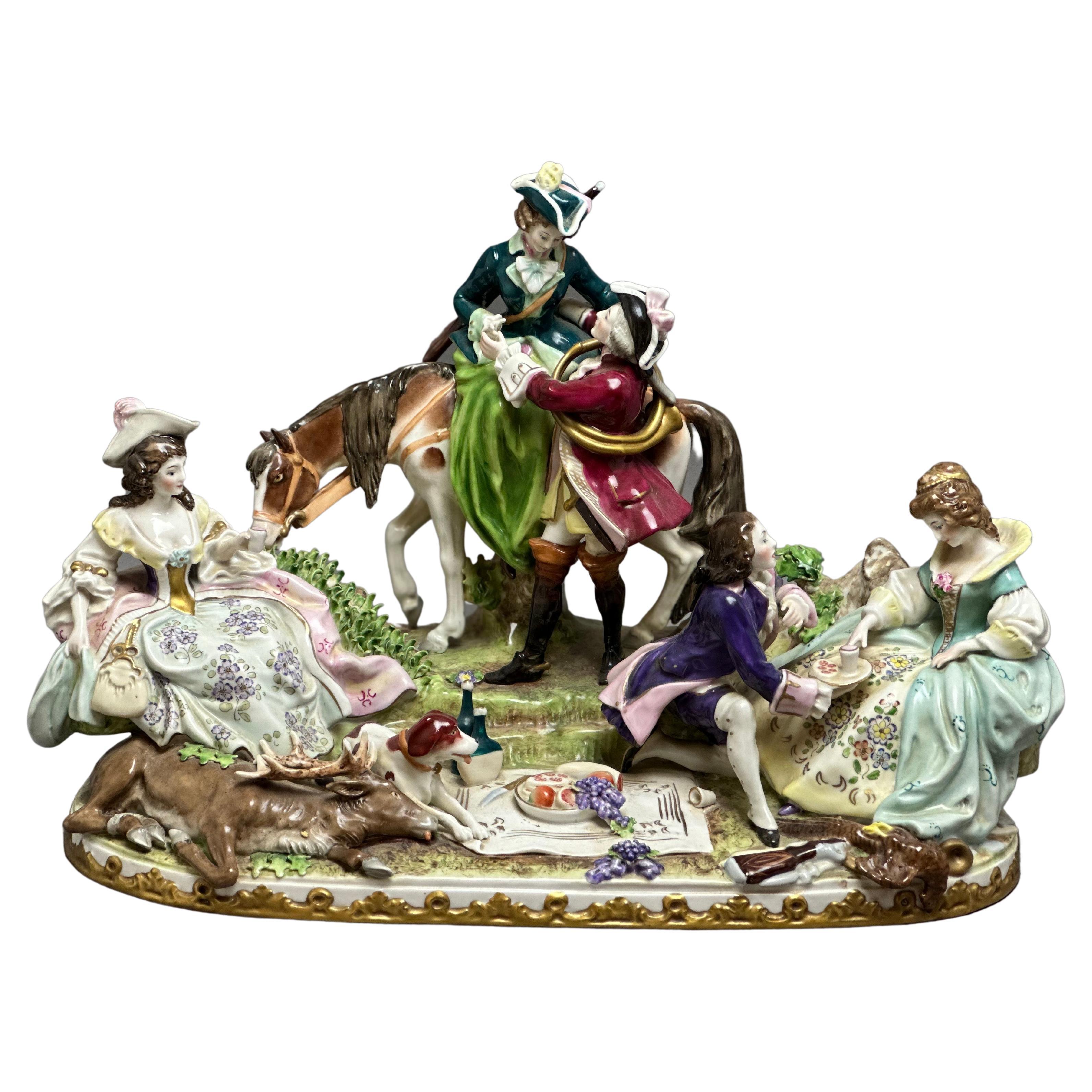 House Scheibe Alsbach Porcelain Figures 'Hunting Scene in circa 1750