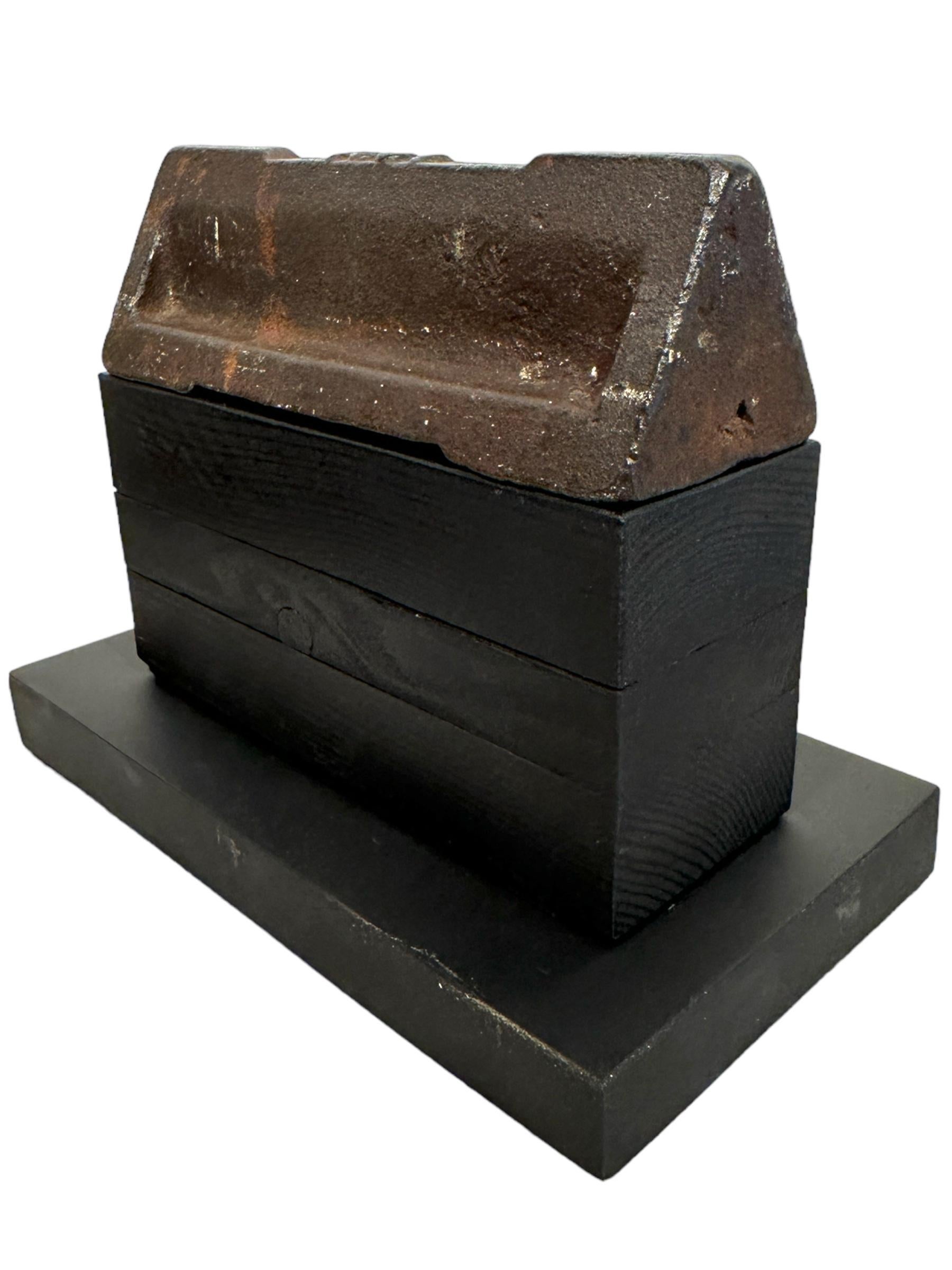 House Sculpture, Minimalist Modern Structure, Rusted Steel Wedge on Wood Blocks In New Condition For Sale In Chicago, IL