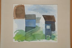 ‘House Silhouettes’, watercolour on paper by Birgit Swahn Persson, signed.