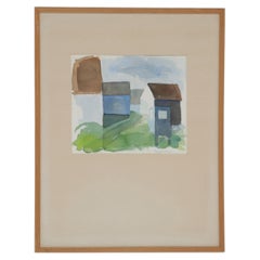 ‘House Silhouettes’, watercolour on paper by Birgit Swahn Persson, signed.