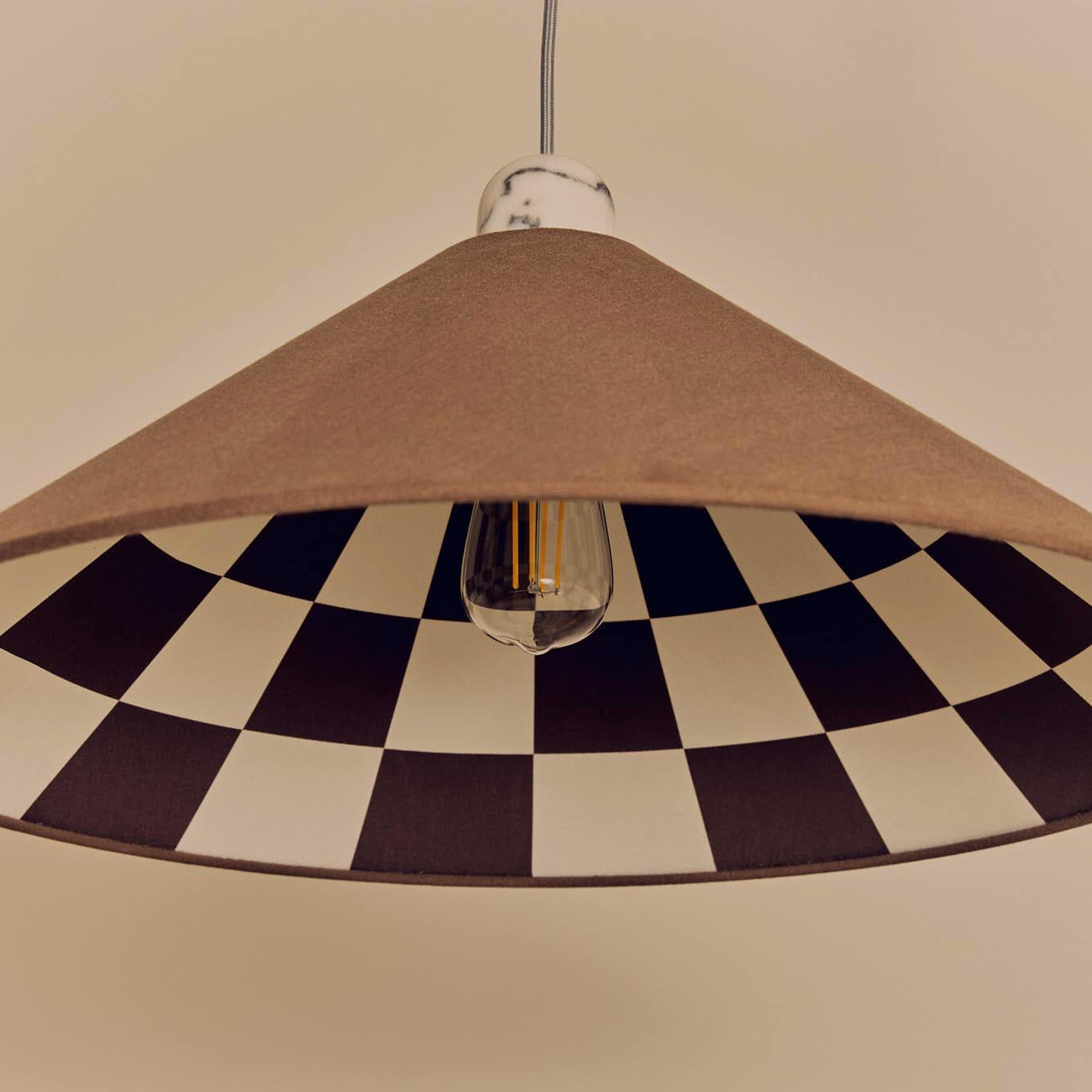 British houseof. Bark brown checkered cone shade For Sale