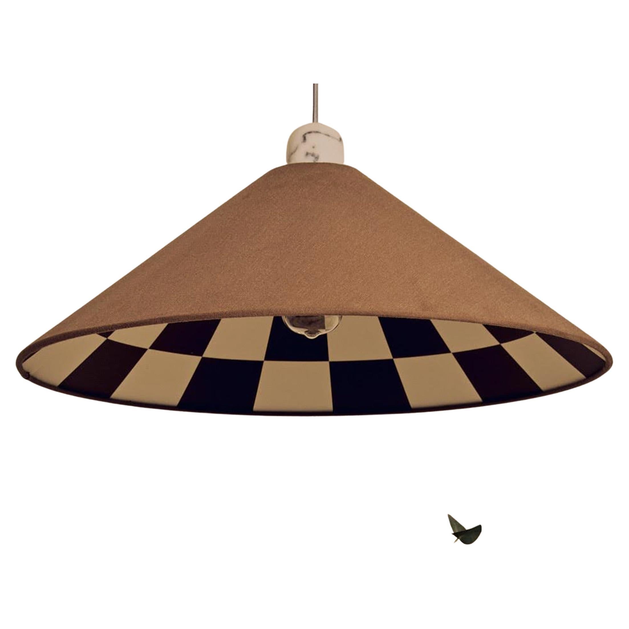 houseof. Paralume a cono a scacchi marrone corteccia