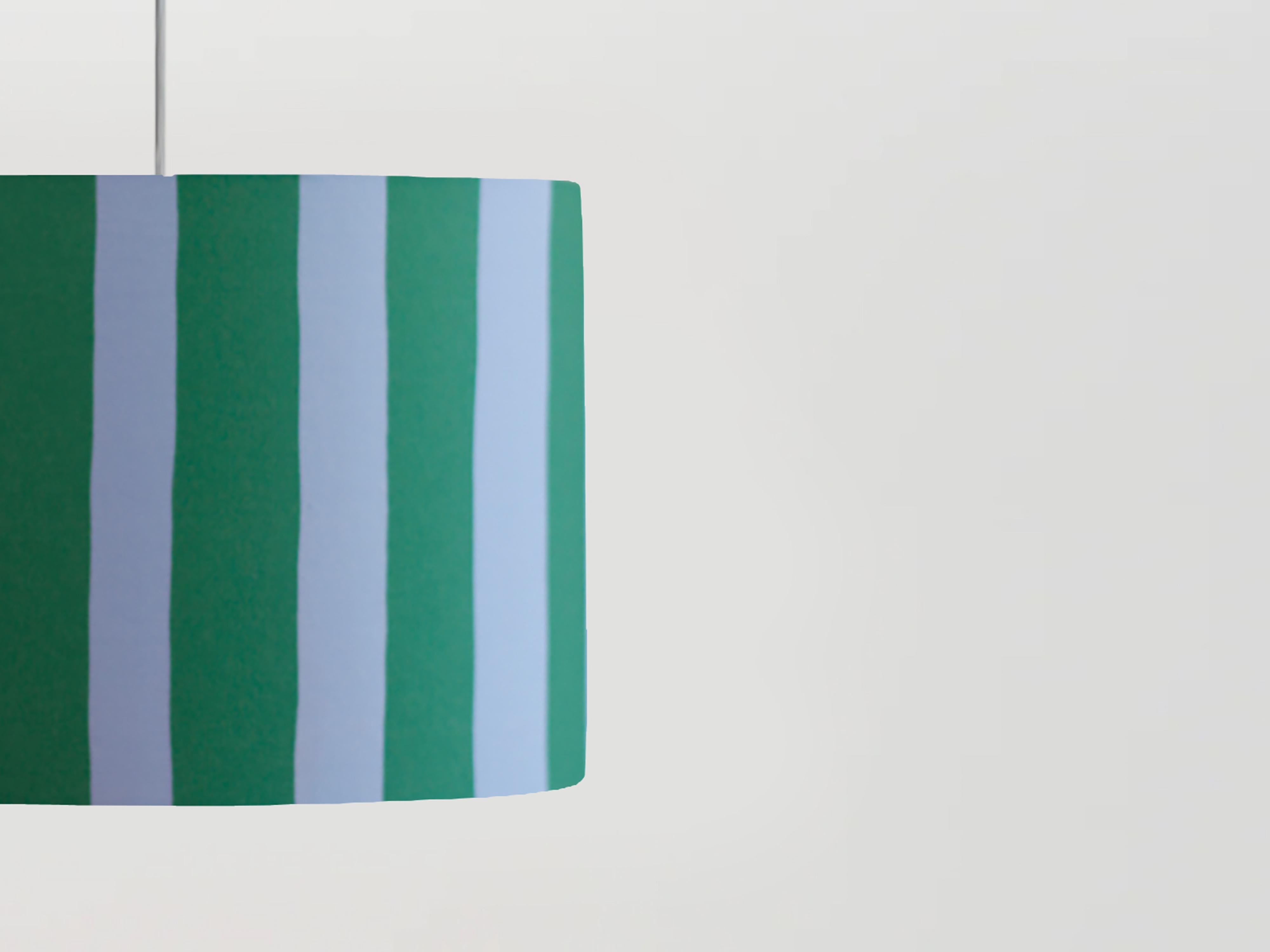 Mid-Century Modern Houseof Blue & green stripe printed shade For Sale