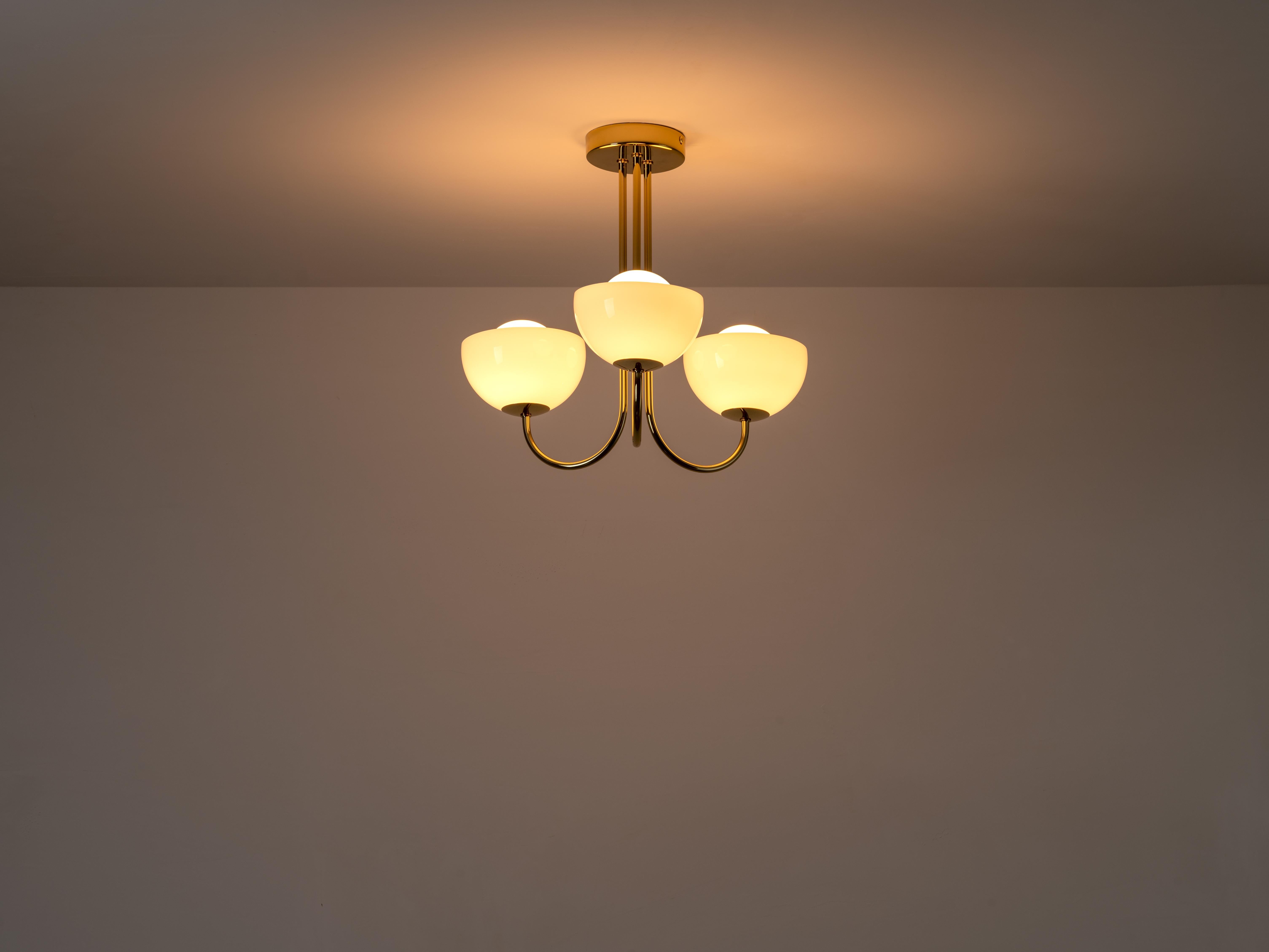 Cinese Houseof Brass Lampada a soffitto a cupola a 3 luci in vendita