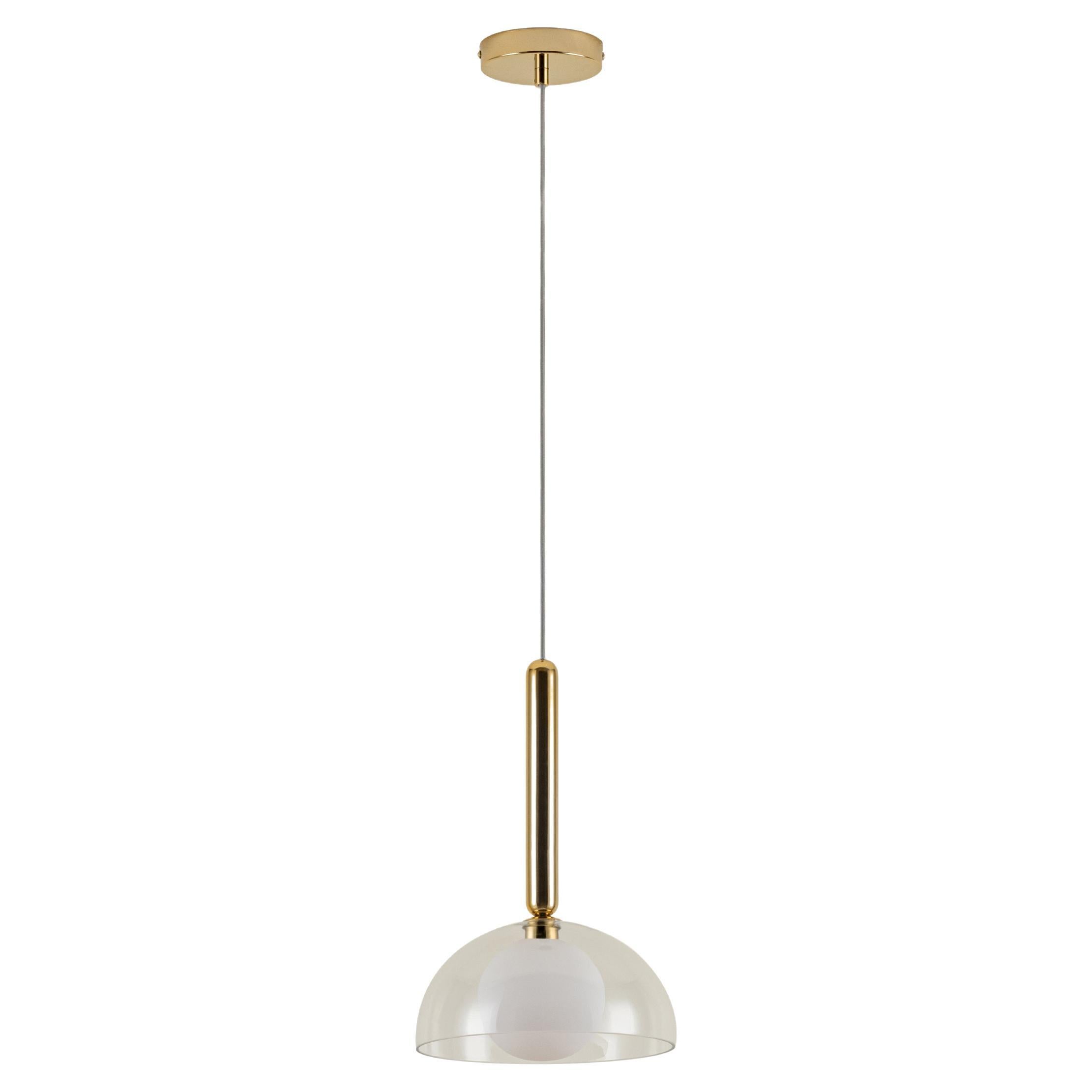 Houseof Brass and Clear Glass Dome Shade Ceiling Light For Sale