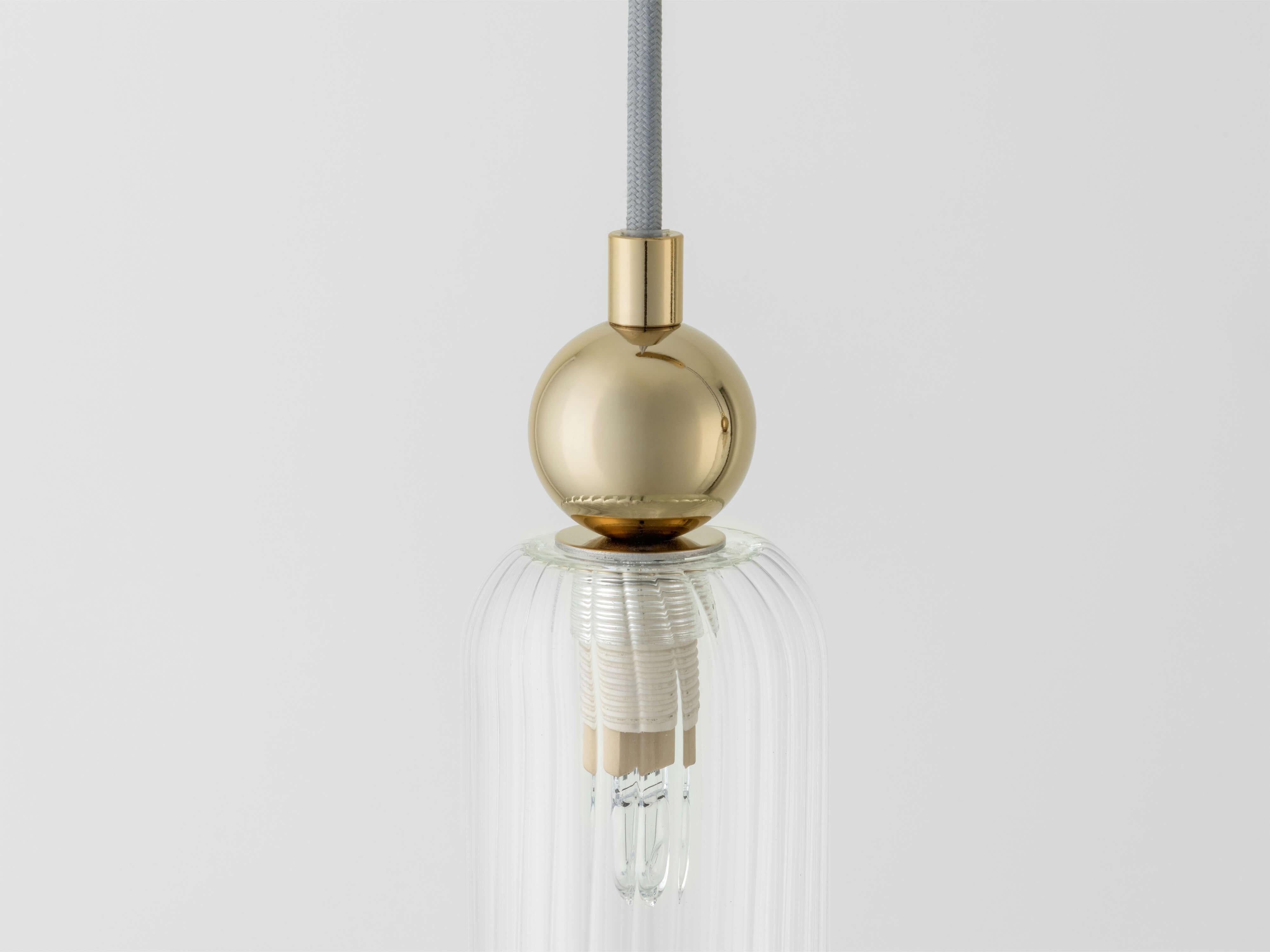 Houseof Brass and Ribbed Glass Cluster Ceiling Light In New Condition In Bradford on Avon, GB