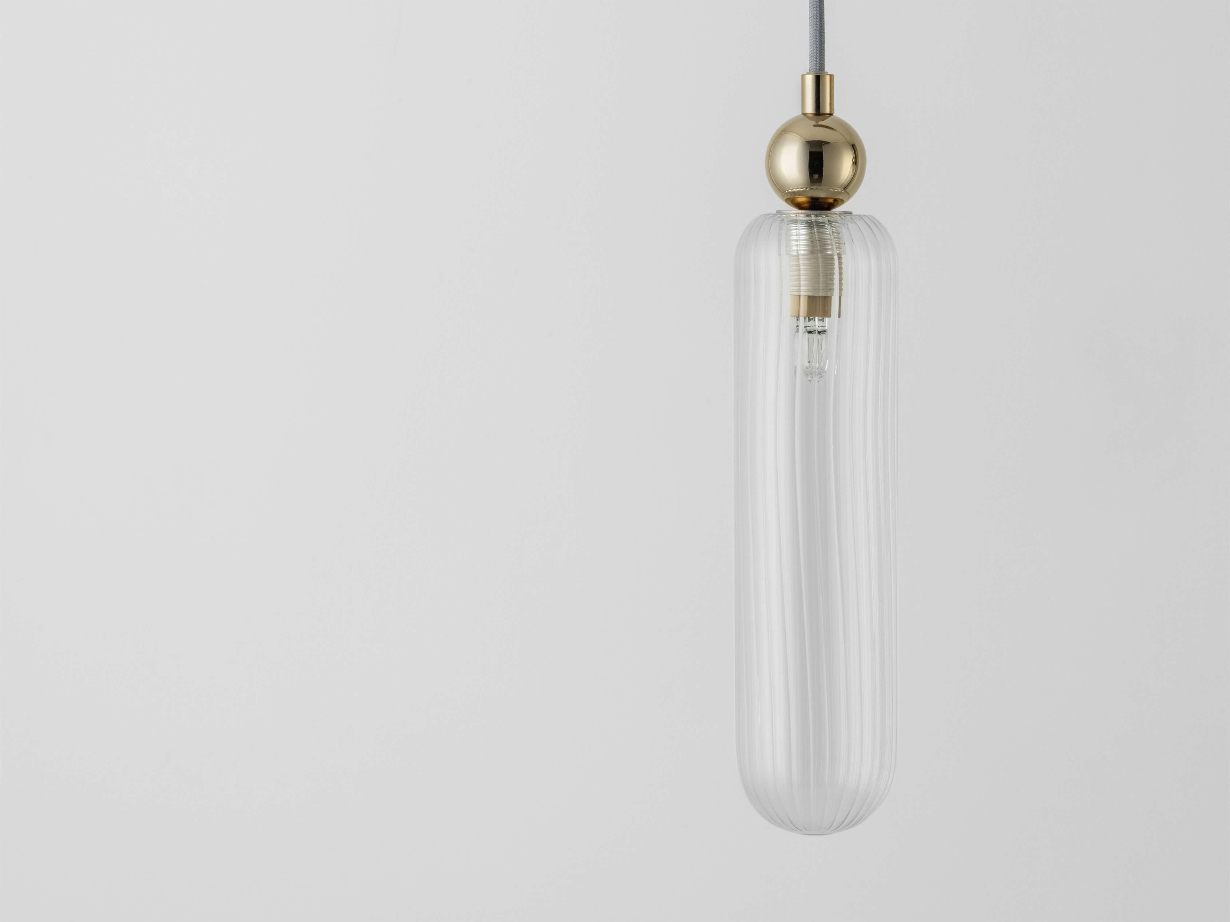 Contemporary Houseof Brass and Ribbed Glass Cluster Ceiling Light For Sale