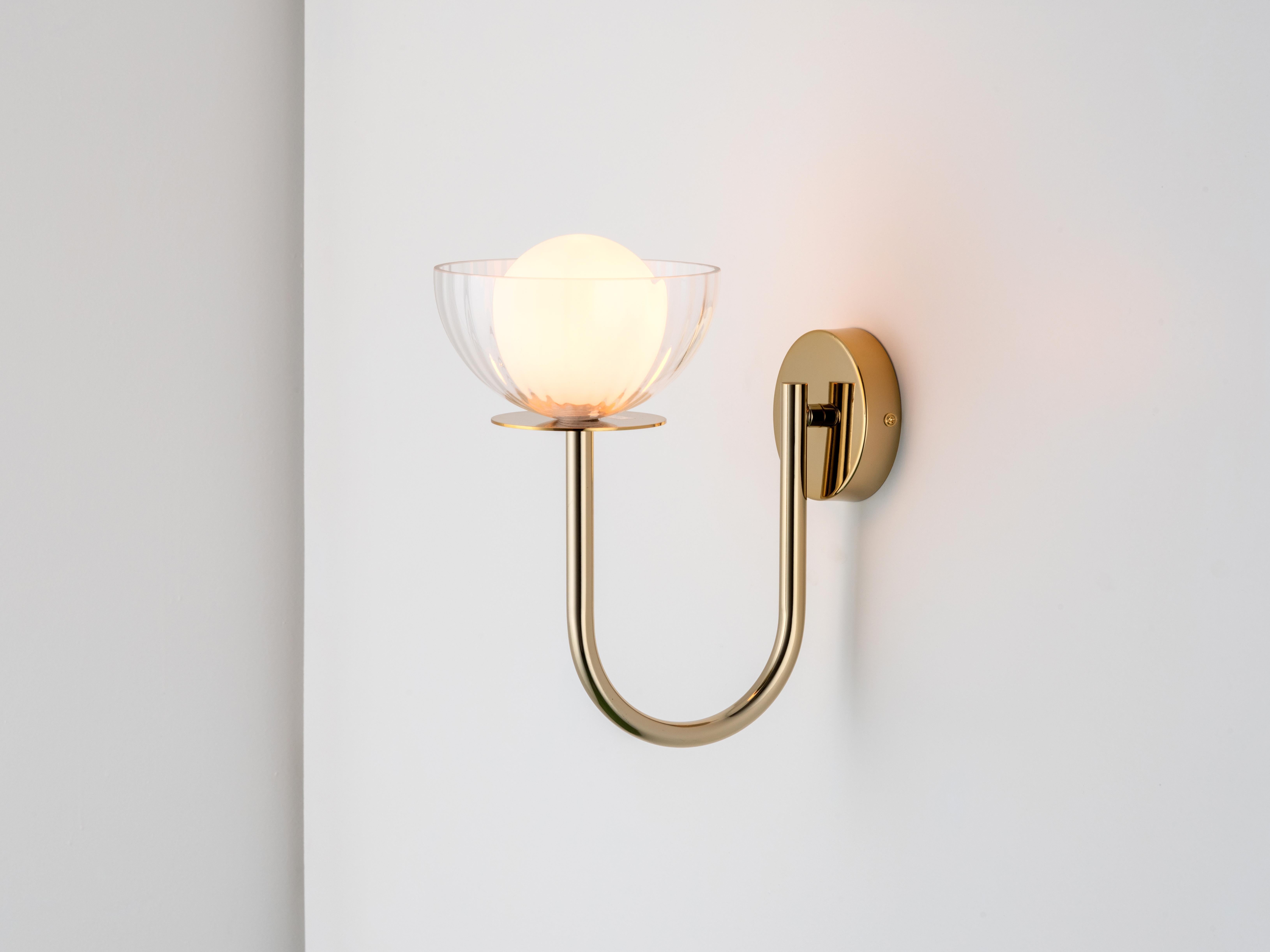 Mid-Century Modern Houseof Brass and Ribbed Glass Wall Light