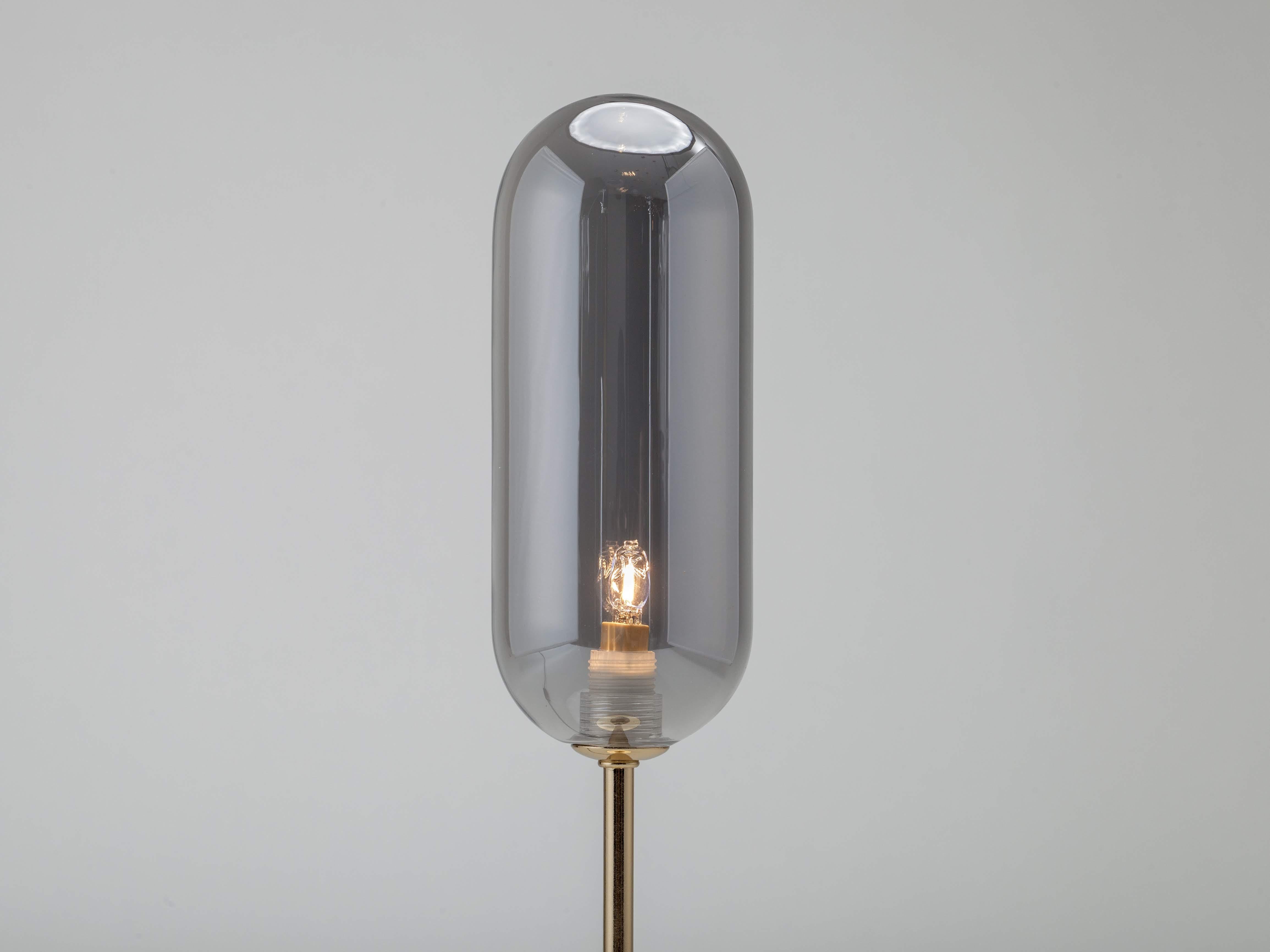 Contemporary Houseof Brass and Smoked Glass Pill Table Lamp For Sale