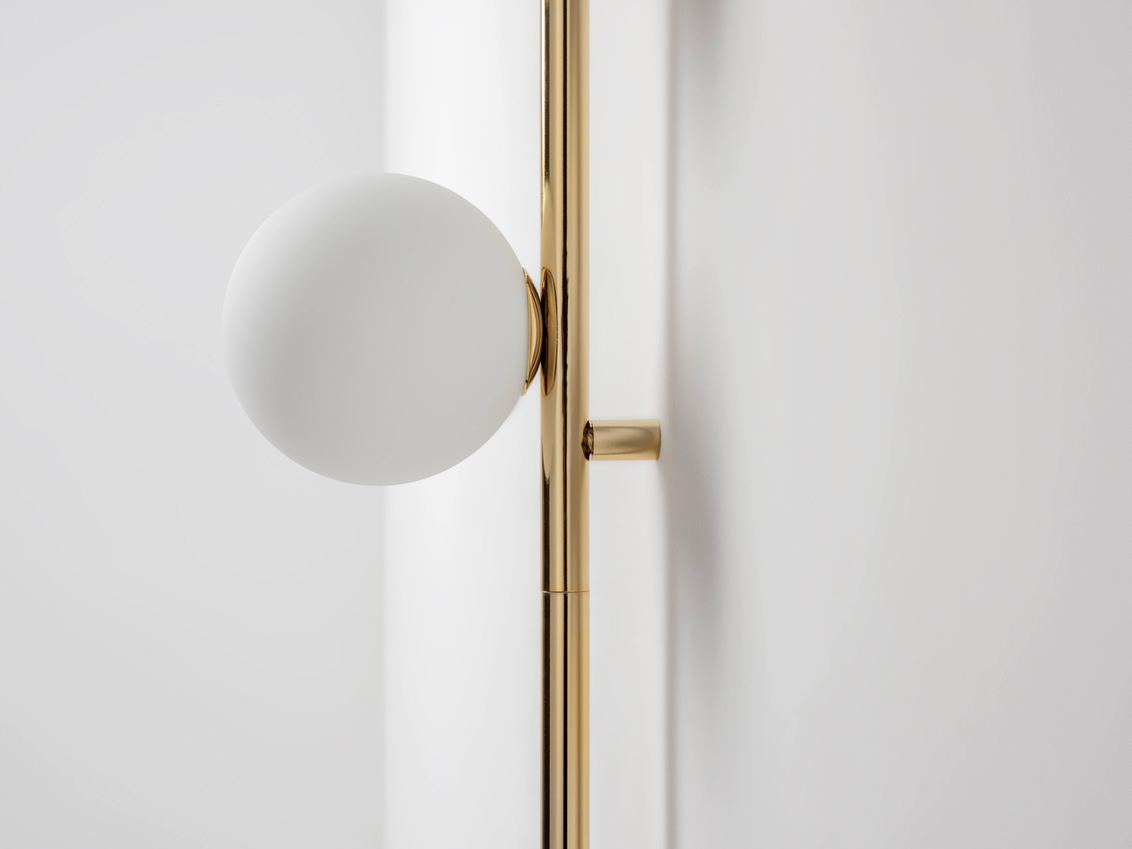 Scandinavian Modern Houseof Brass Bar Opal Ball Wall Light For Sale