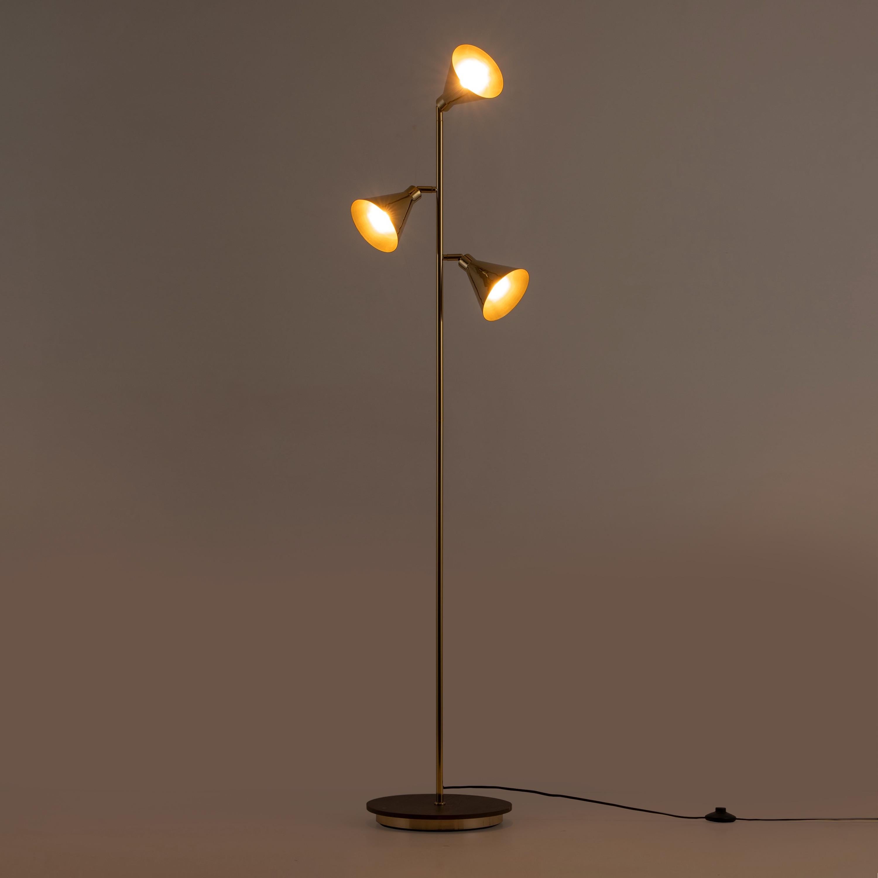 Chinese Houseof. Brass Cone Floor Lamp For Sale