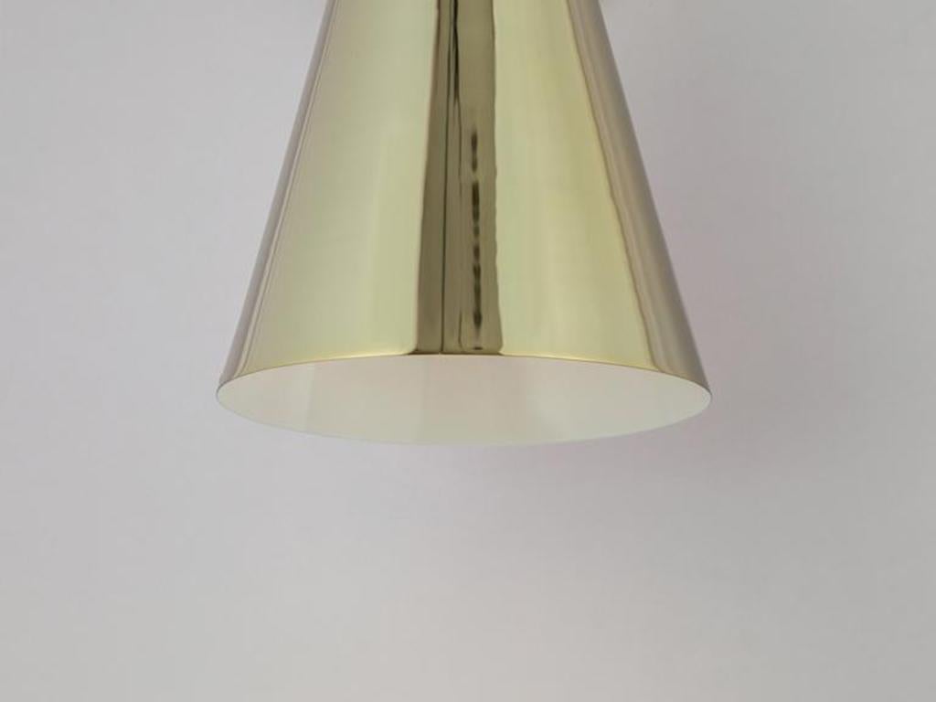 Mid-Century Modern Houseof Brass Cone Shade Wall Light with Metal and Brass For Sale