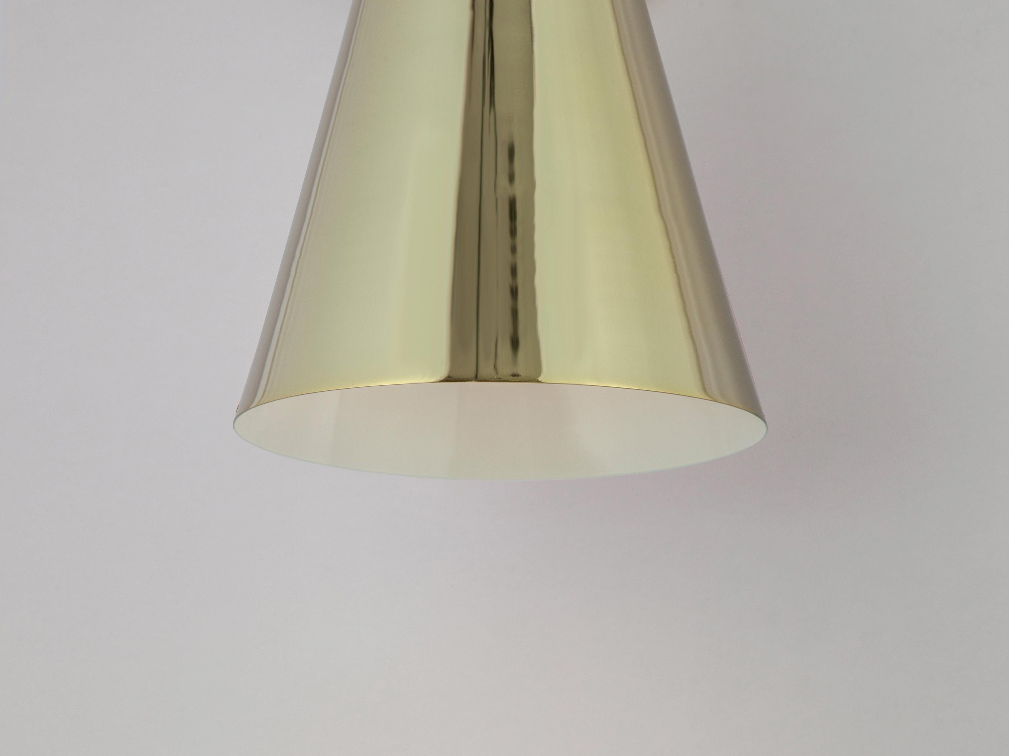 Chinese Houseof Brass Cone Shade Wall Light with Metal and Brass For Sale