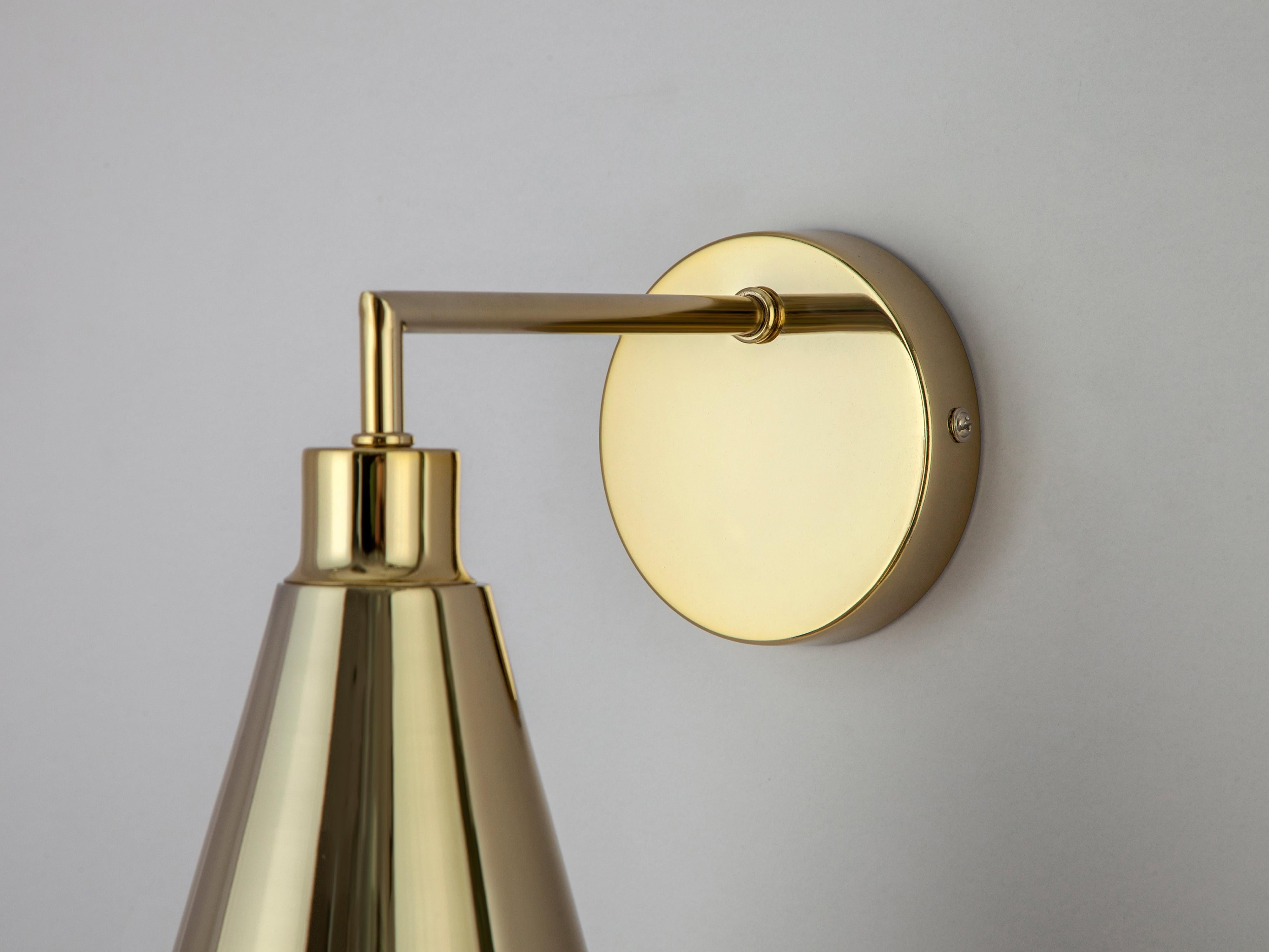 Houseof Brass Cone Shade Wall Light with Metal and Brass In New Condition For Sale In Bradford on Avon, GB