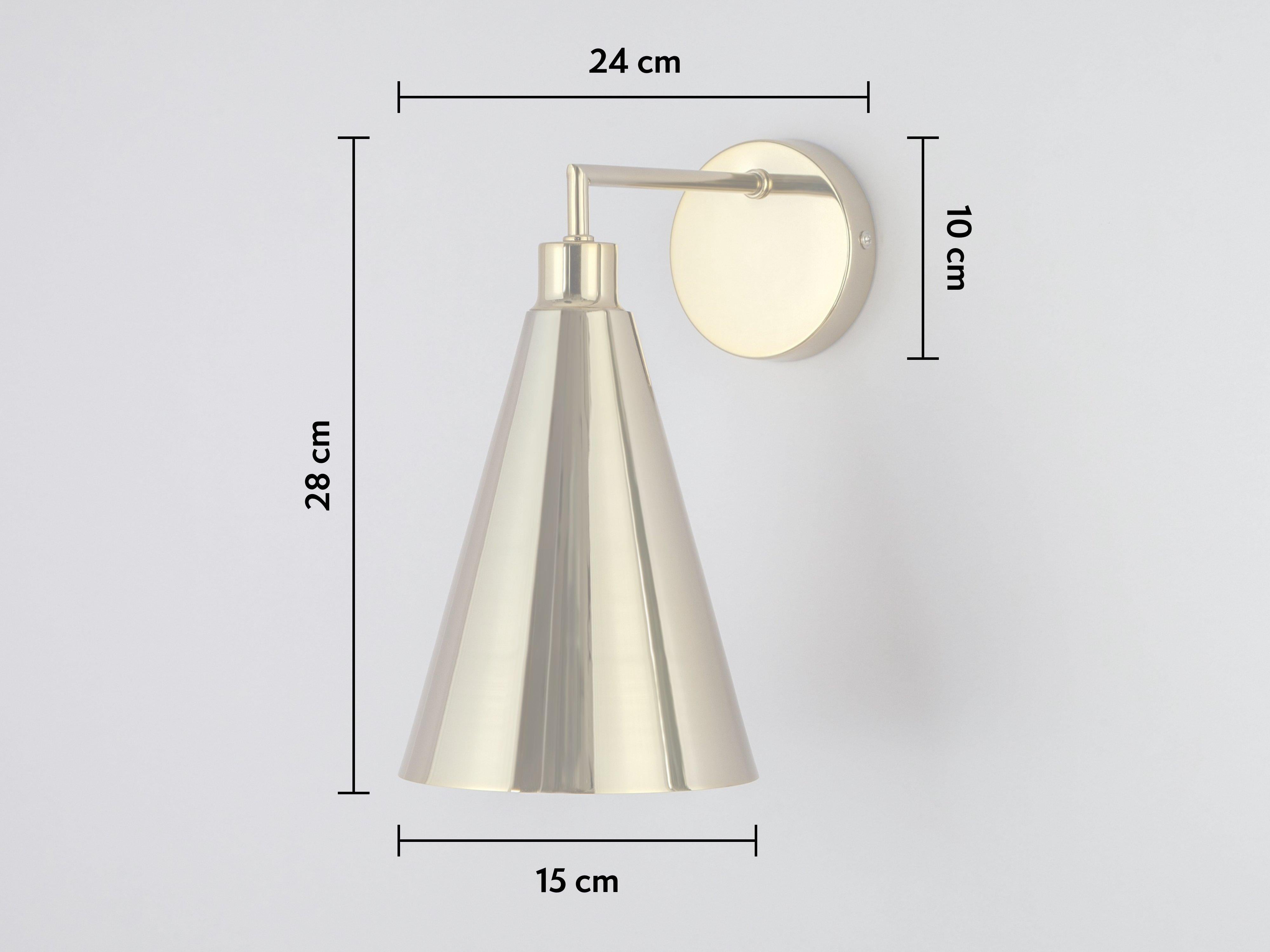 Contemporary Houseof Brass Cone Shade Wall Light with Metal and Brass For Sale