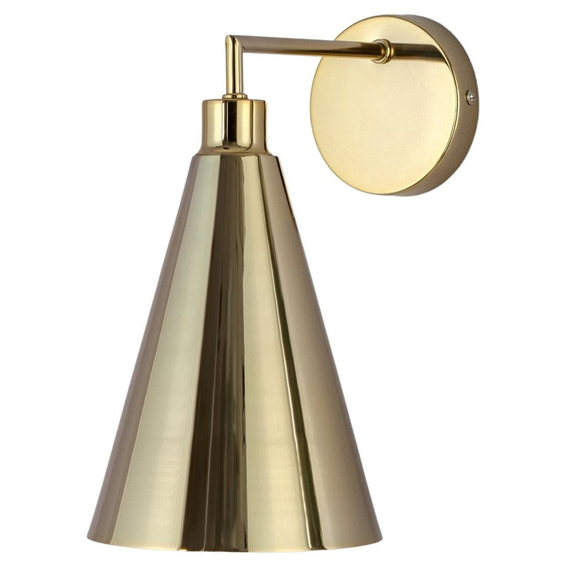 Houseof Brass Cone Shade Wall Light with Metal and Brass For Sale