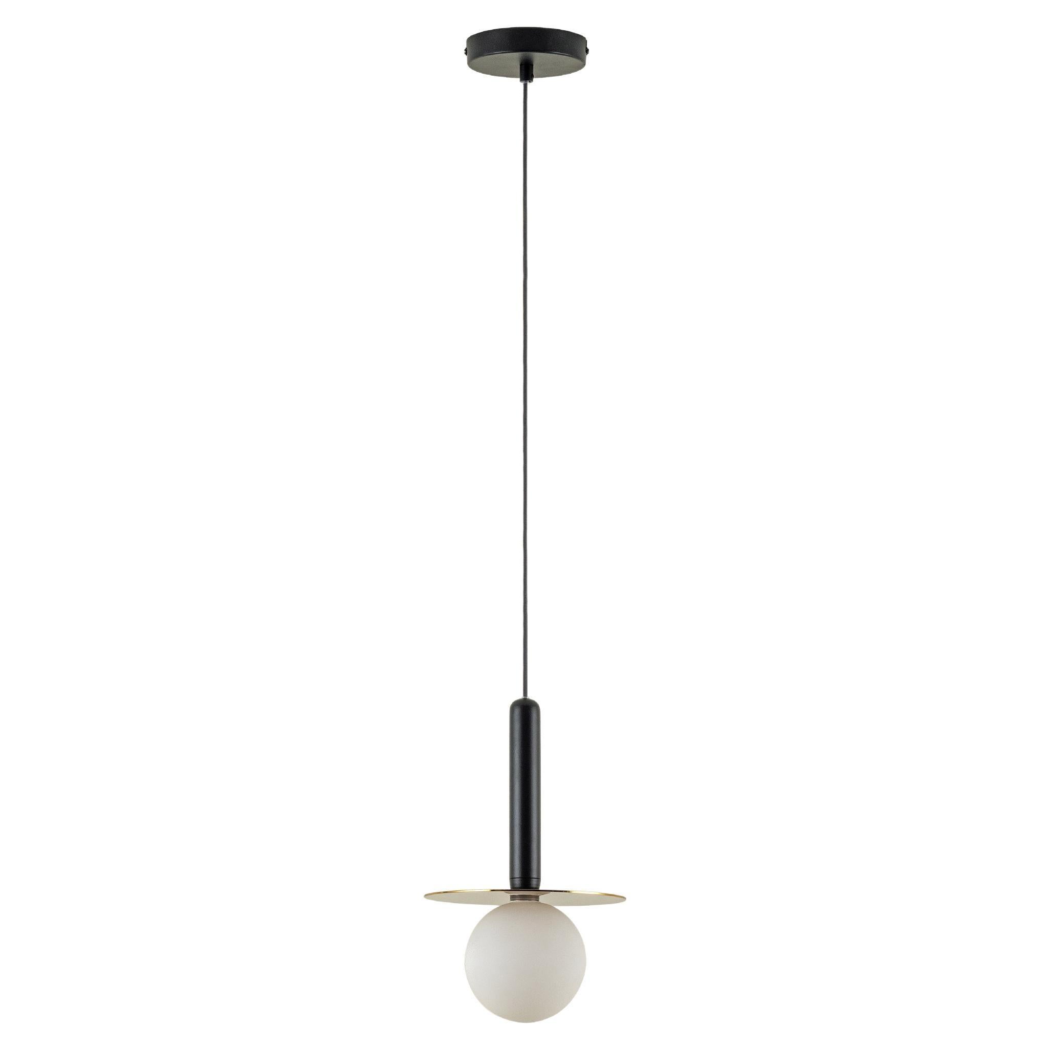 Houseof Brass Disk Plate Metal Pendant Ceiling Light with Glass Shade For Sale