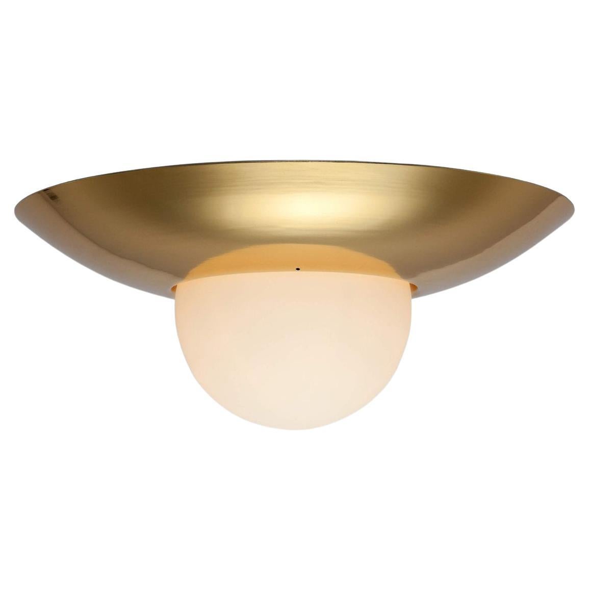 Houseof Brass Dome Flush Ceiling Light with Opal Glass Shade For Sale