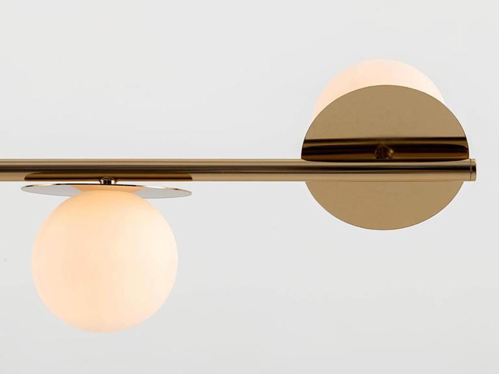 Lámpara de techo Houseof Brass Opal Disk con pantalla de metal y cristal Británico en venta