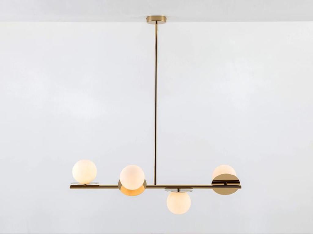 Lámpara de techo Houseof Brass Opal Disk con pantalla de metal y cristal Metal en venta