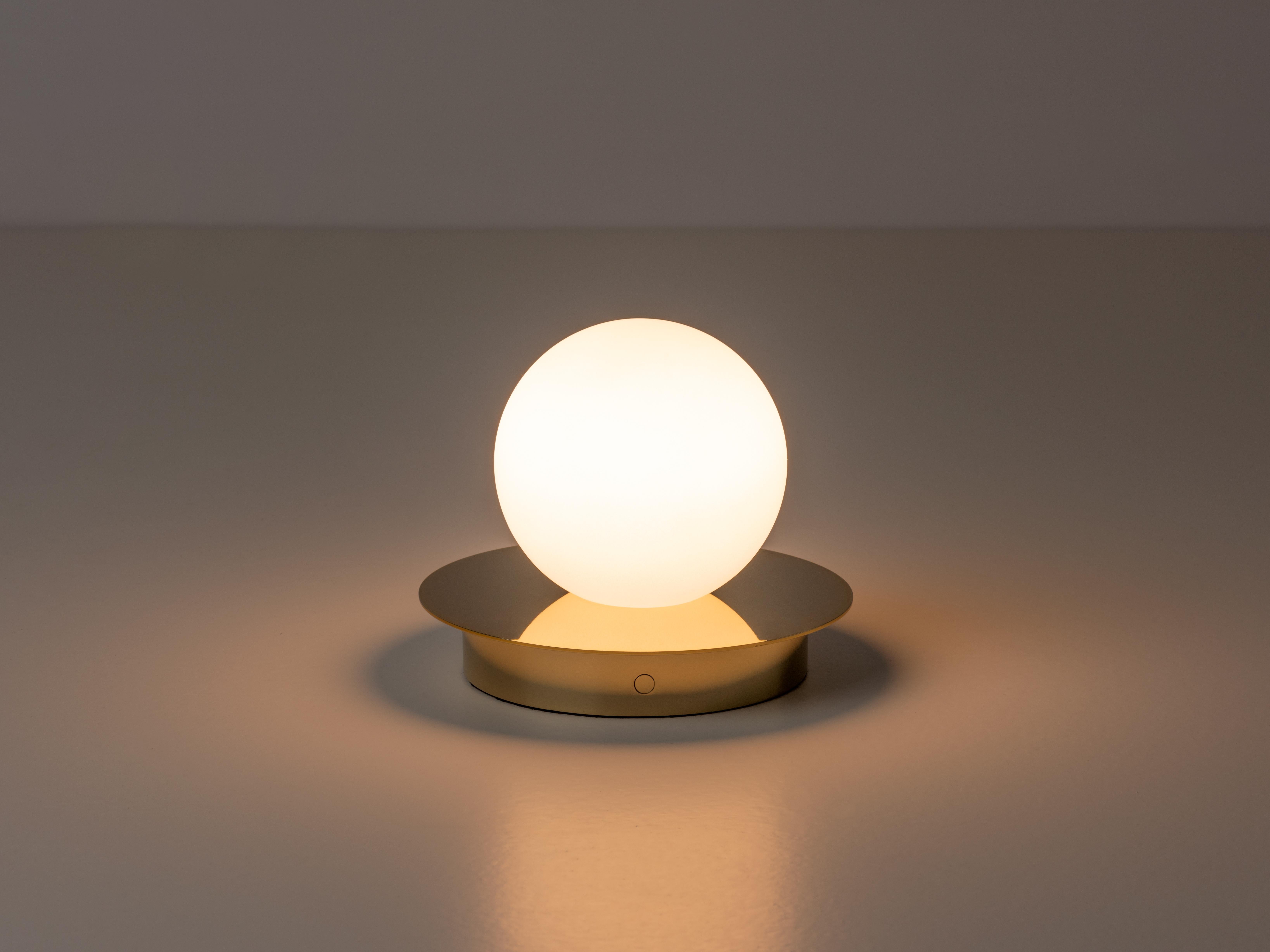 Chinese Houseof Brass opal disk cordless table lamp For Sale