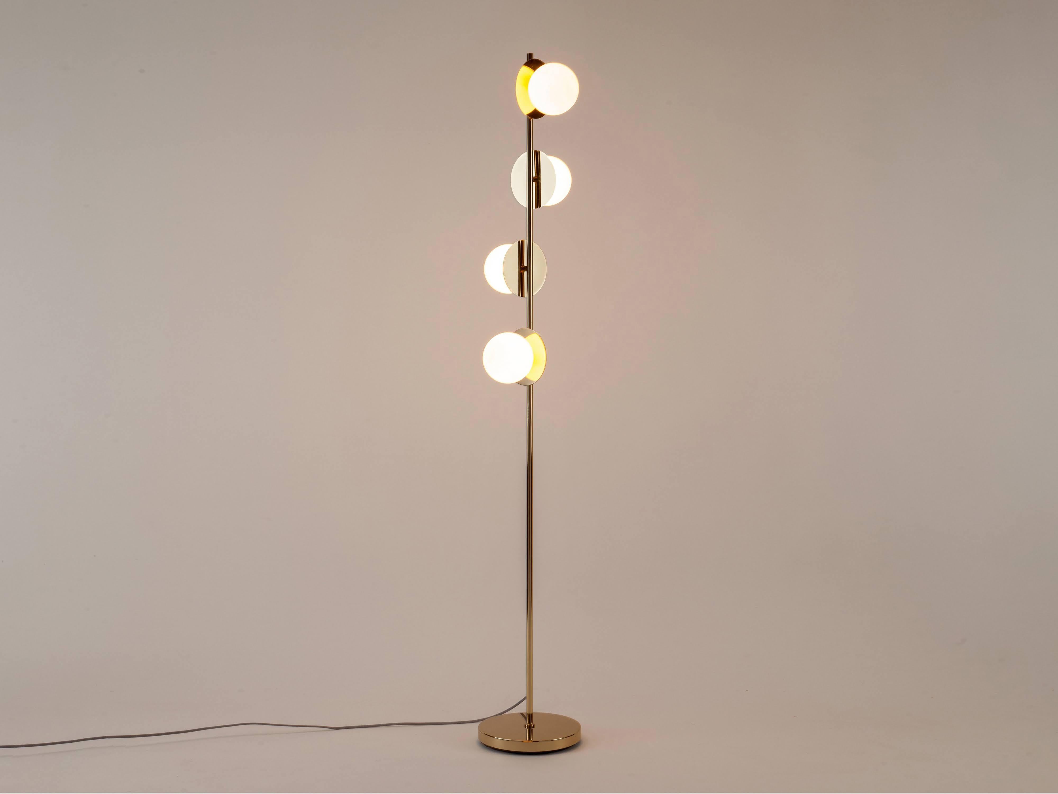 Scandinavian Modern Houseof Brass Opal Disk Floor Lamp For Sale