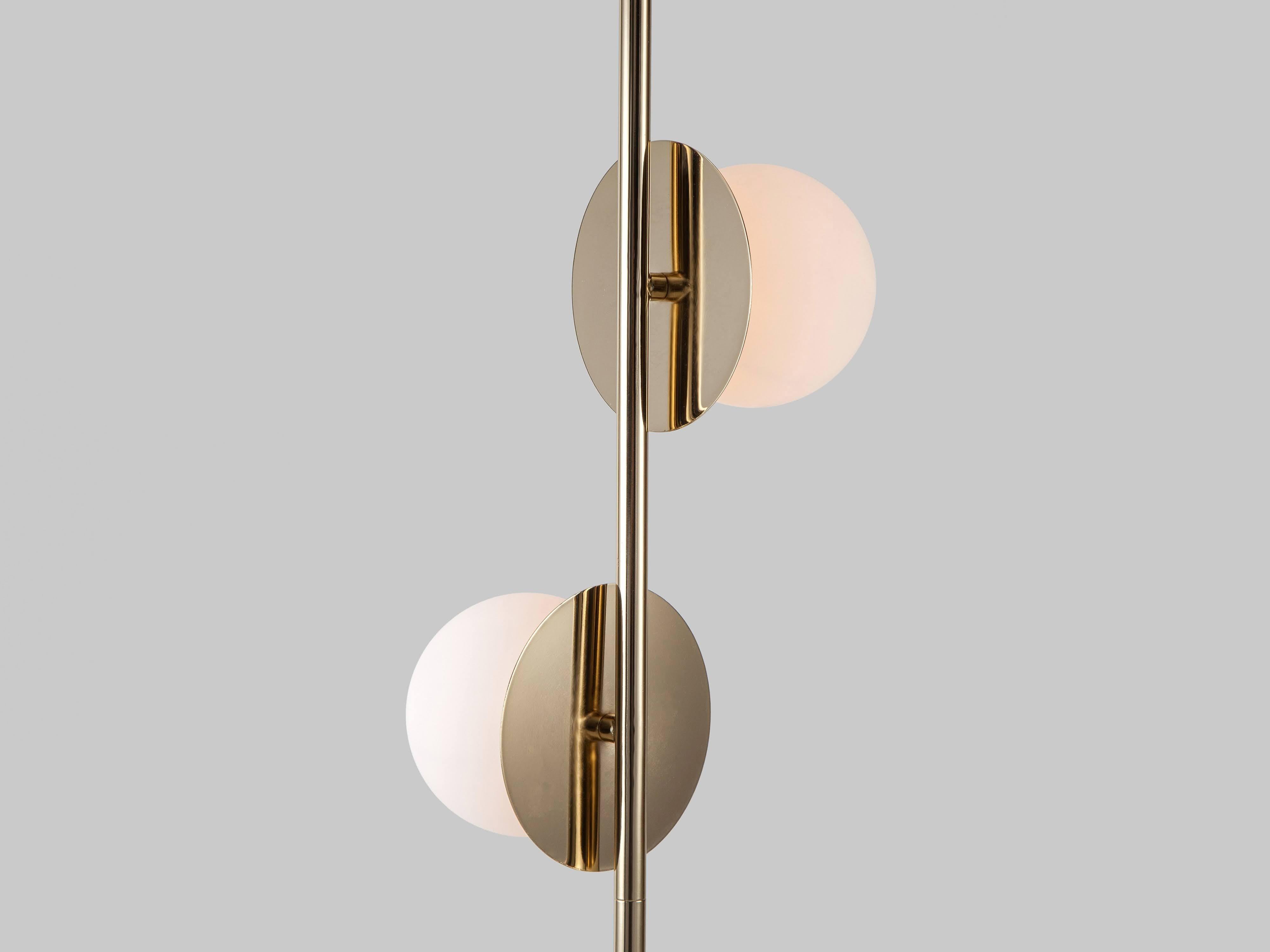 Frosted Houseof Brass Opal Disk Floor Lamp For Sale