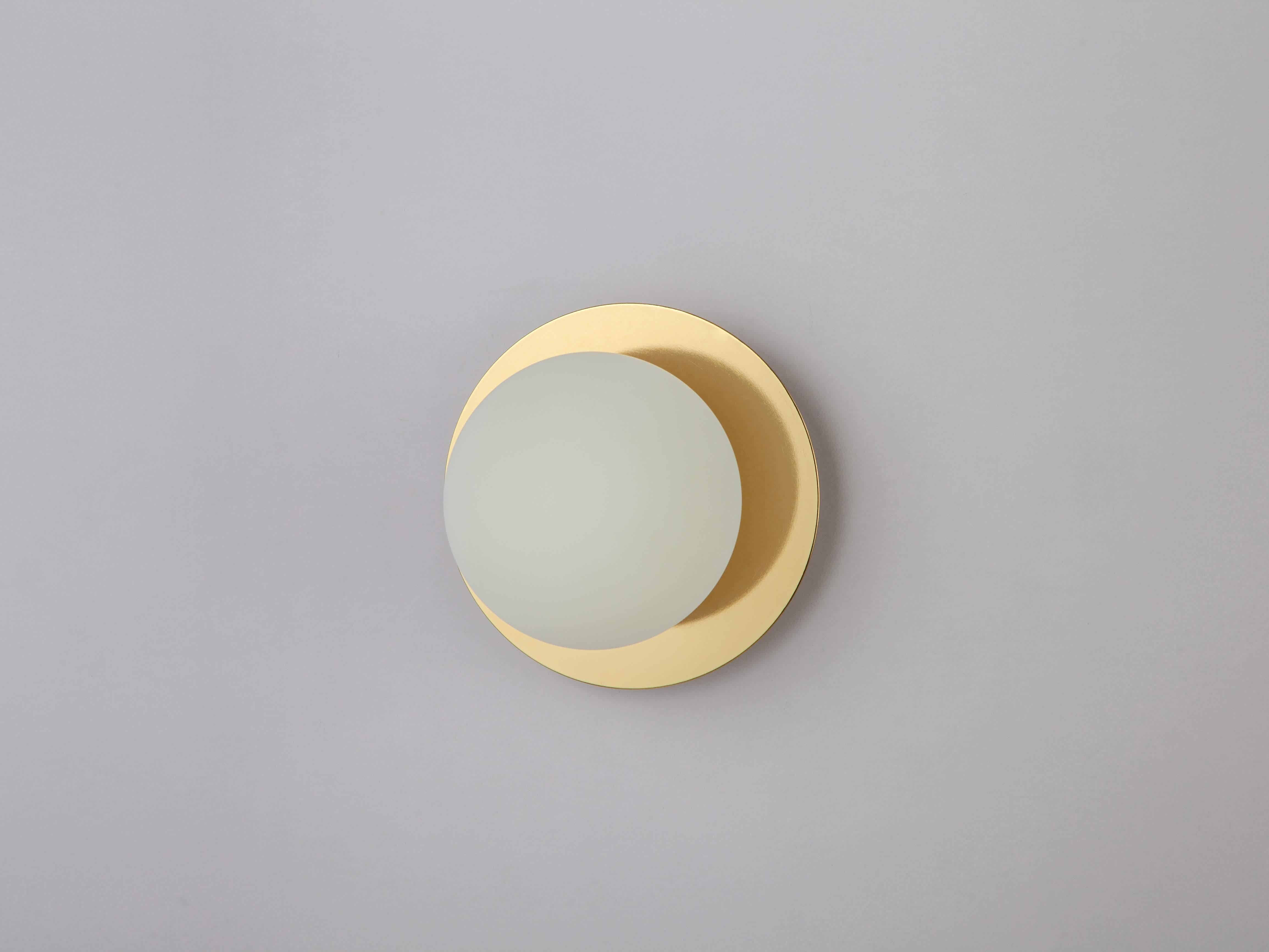 Painted Houseof Brass Opal Disk Wall Light with Metal and Glass Shade For Sale