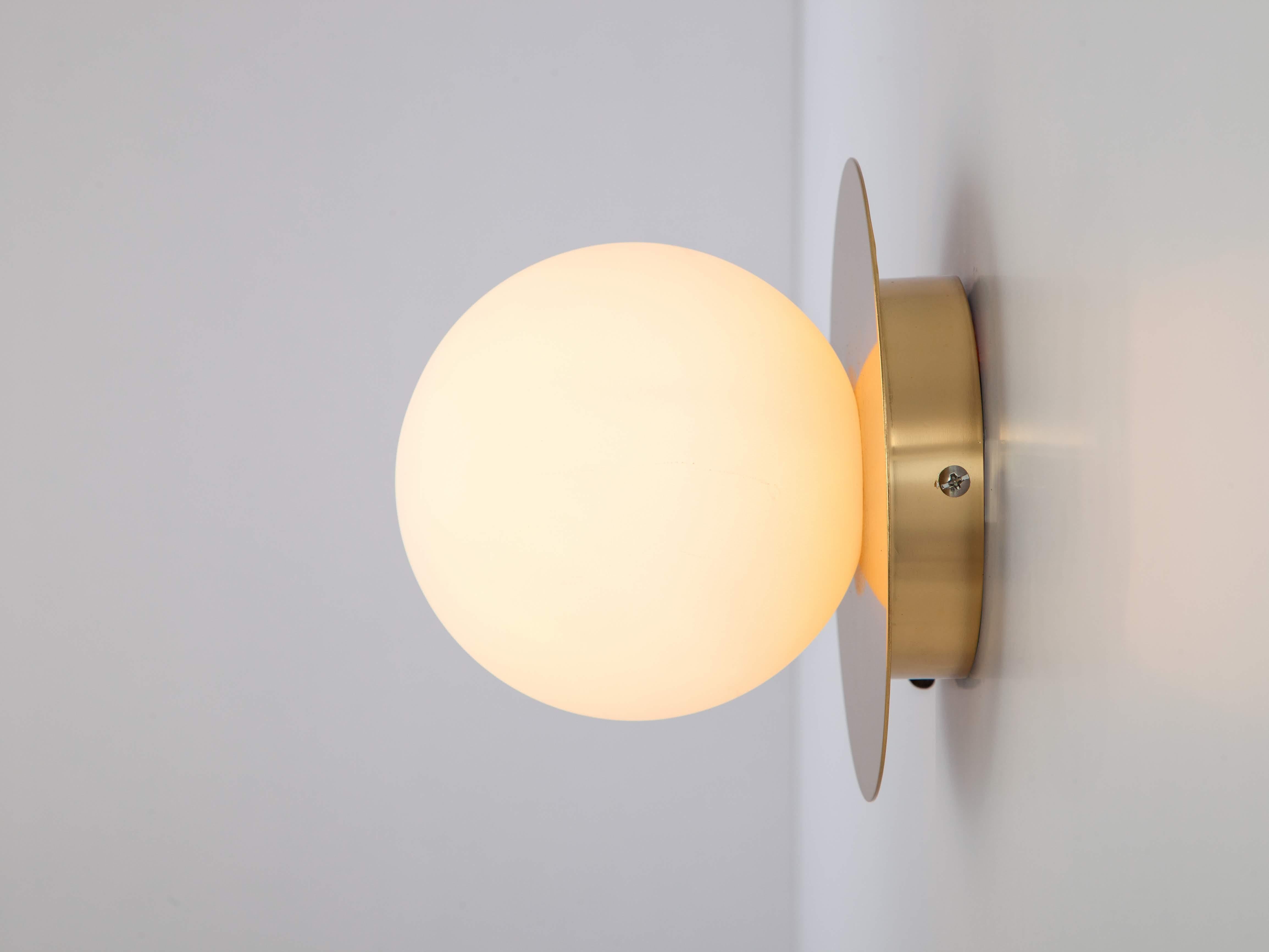 Houseof Brass Opal Disk Wall Light with Metal and Glass Shade In New Condition For Sale In Bradford on Avon, GB