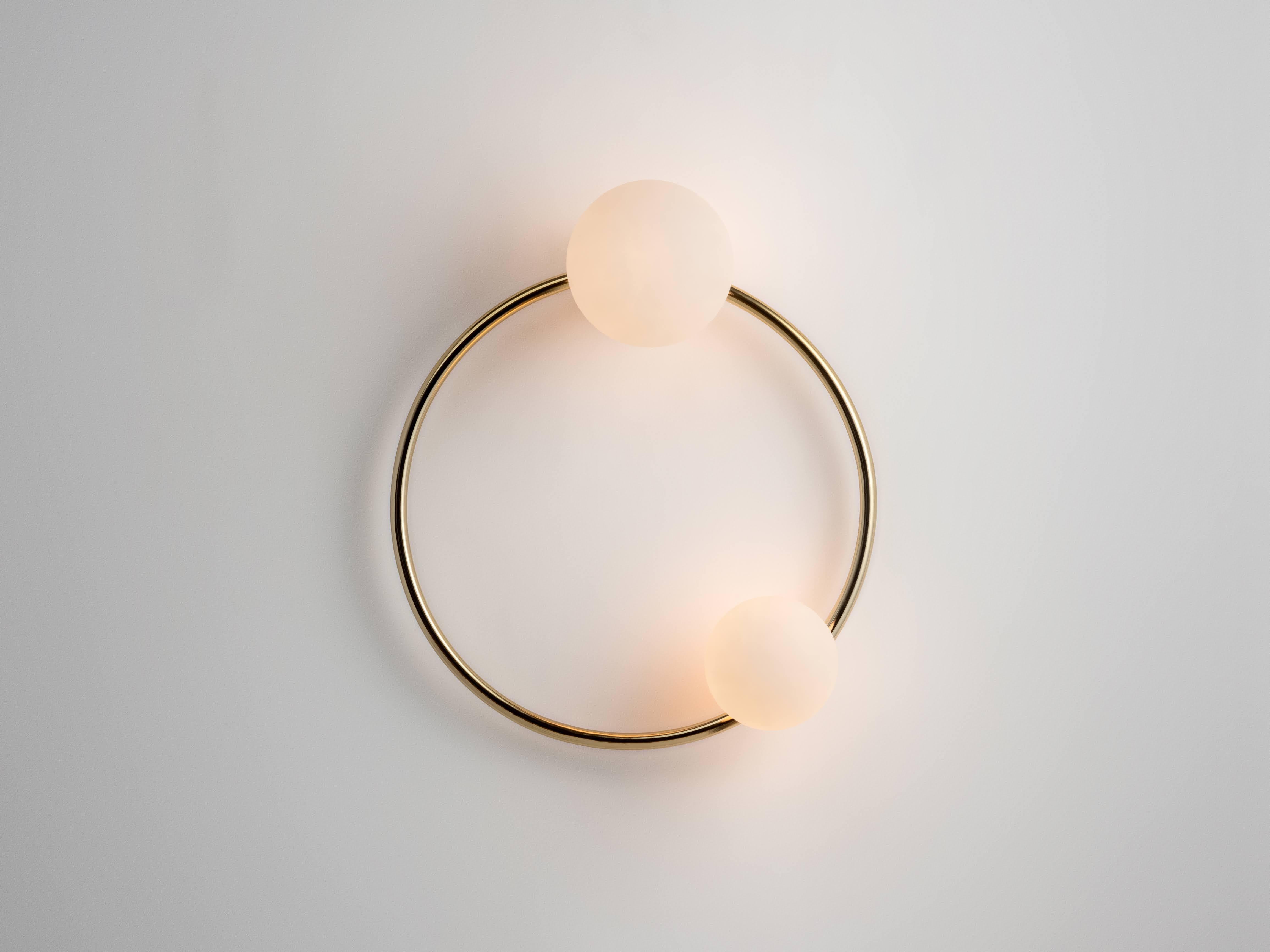 Mid-Century Modern Houseof Brass Ring Wall Light with Opal Shades