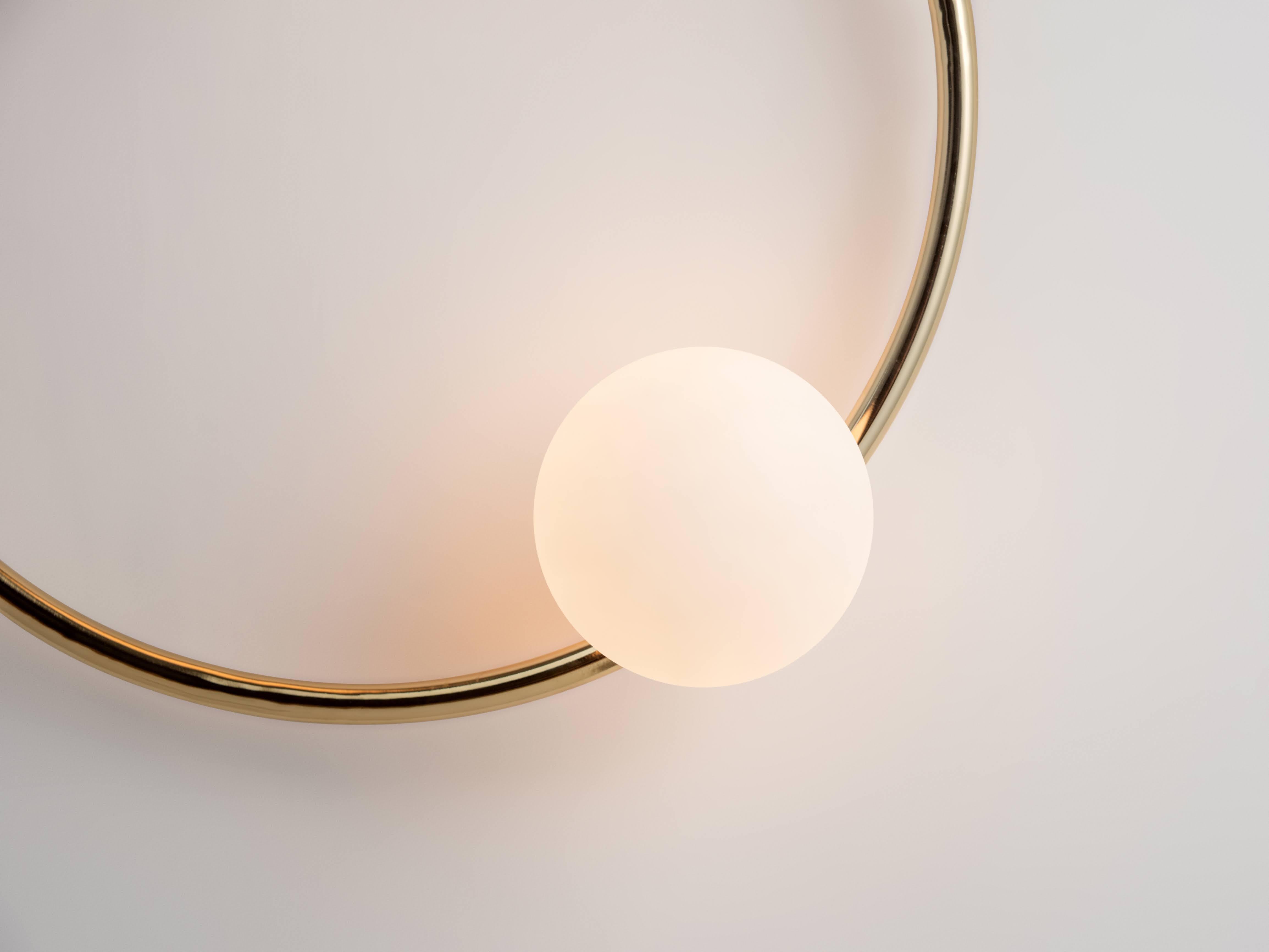 Plated Houseof Brass Ring Wall Light with Opal Shades