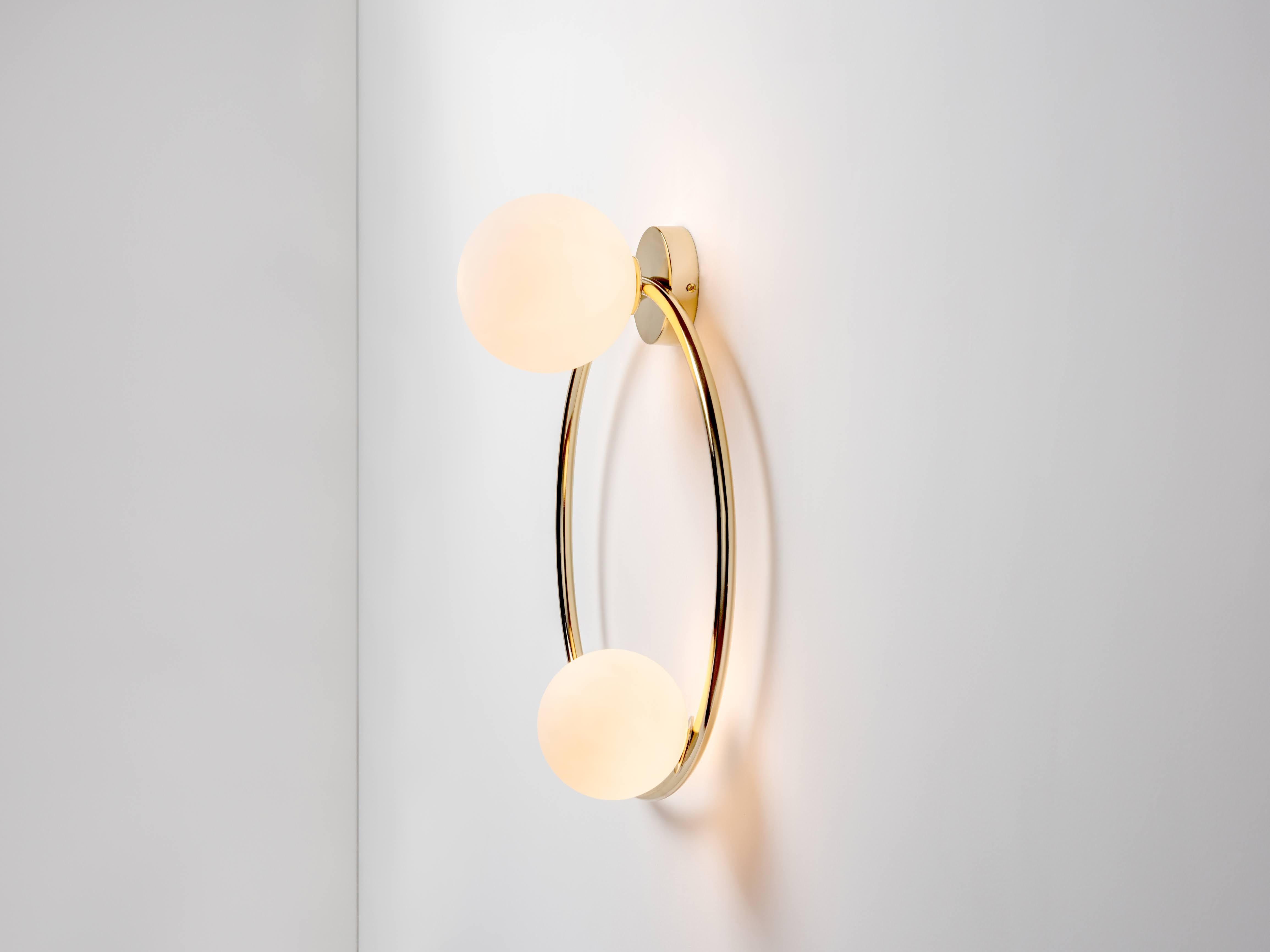 Contemporary Houseof Brass Ring Wall Light with Opal Shades
