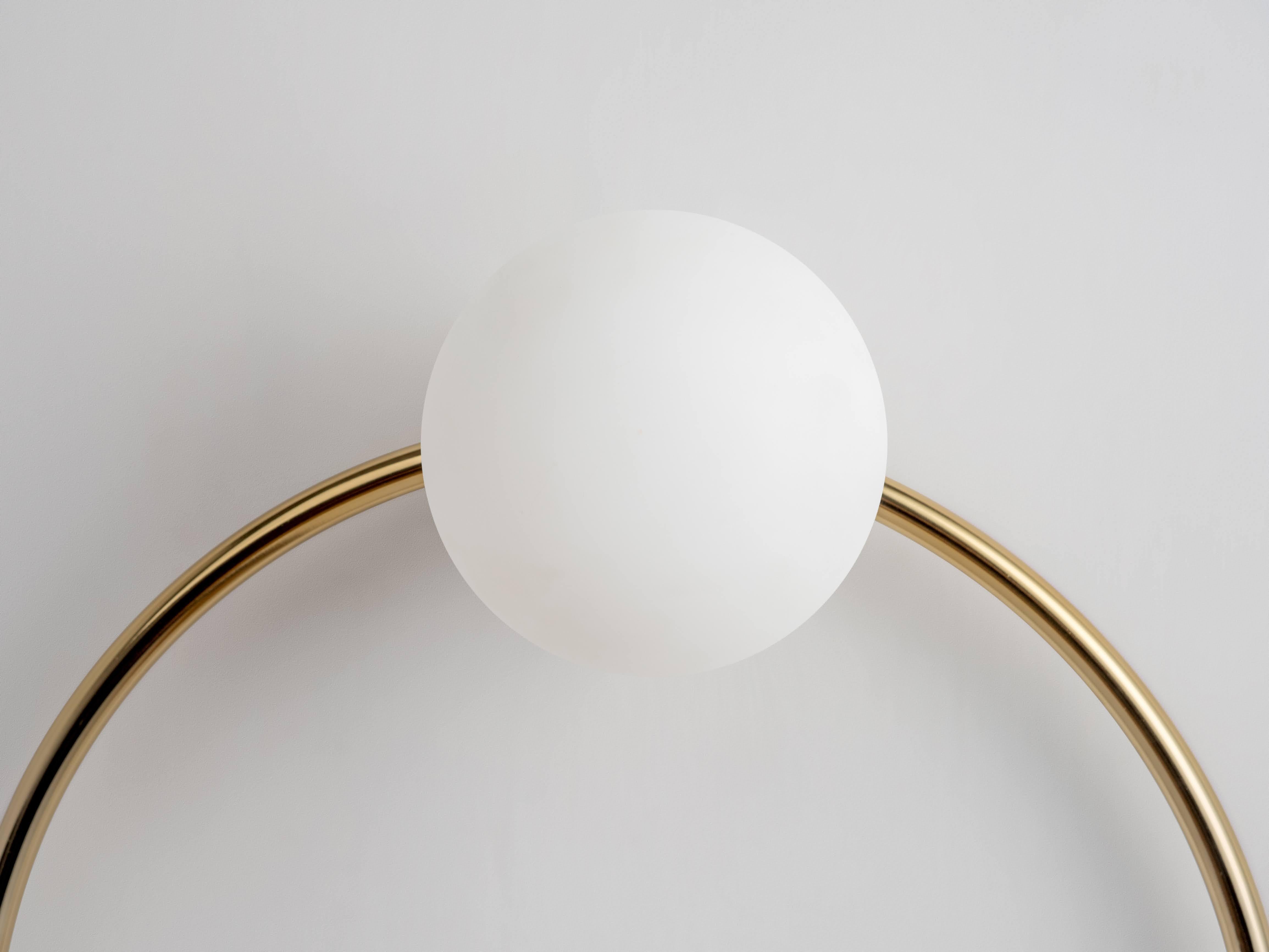 Metal Houseof Brass Ring Wall Light with Opal Shades