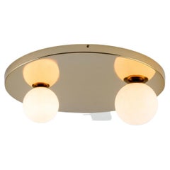 Houseof Brass Round Flush Ceiling Light with Metal and Glass Shade